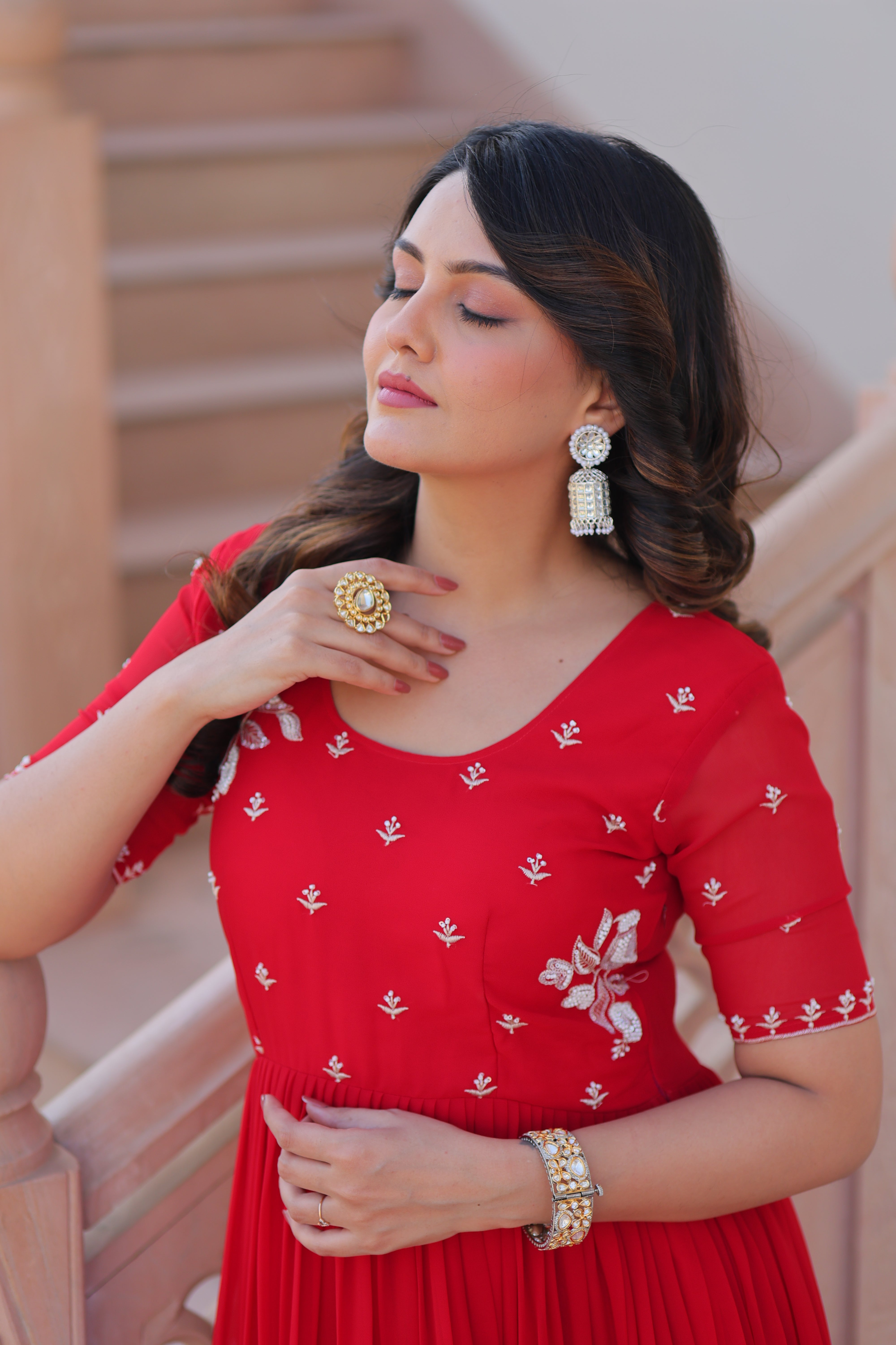 Georgette Embroidered Festival Wear Gown for Women
