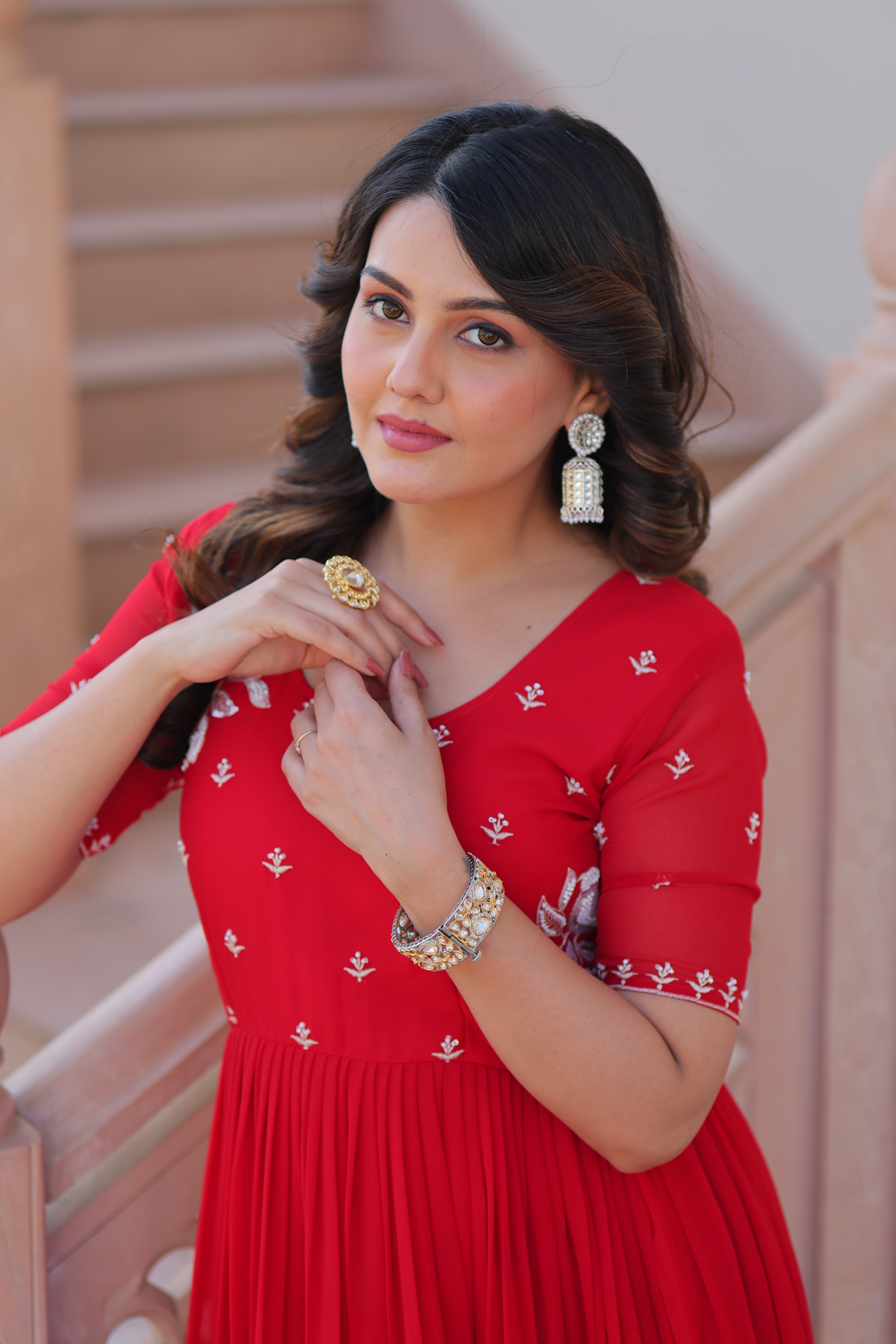 Georgette Embroidered Festival Wear Gown for Women