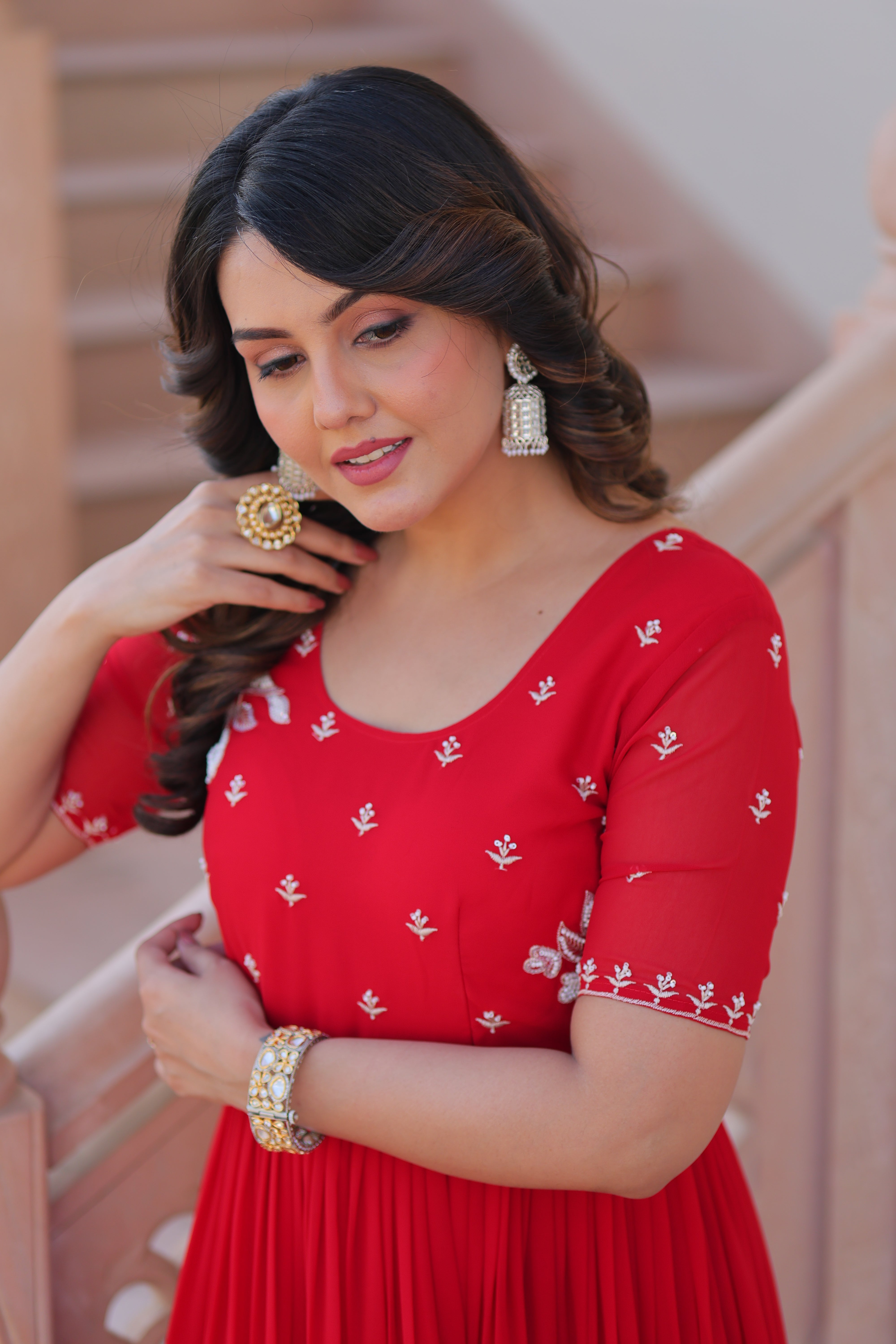 Georgette Embroidered Festival Wear Gown for Women