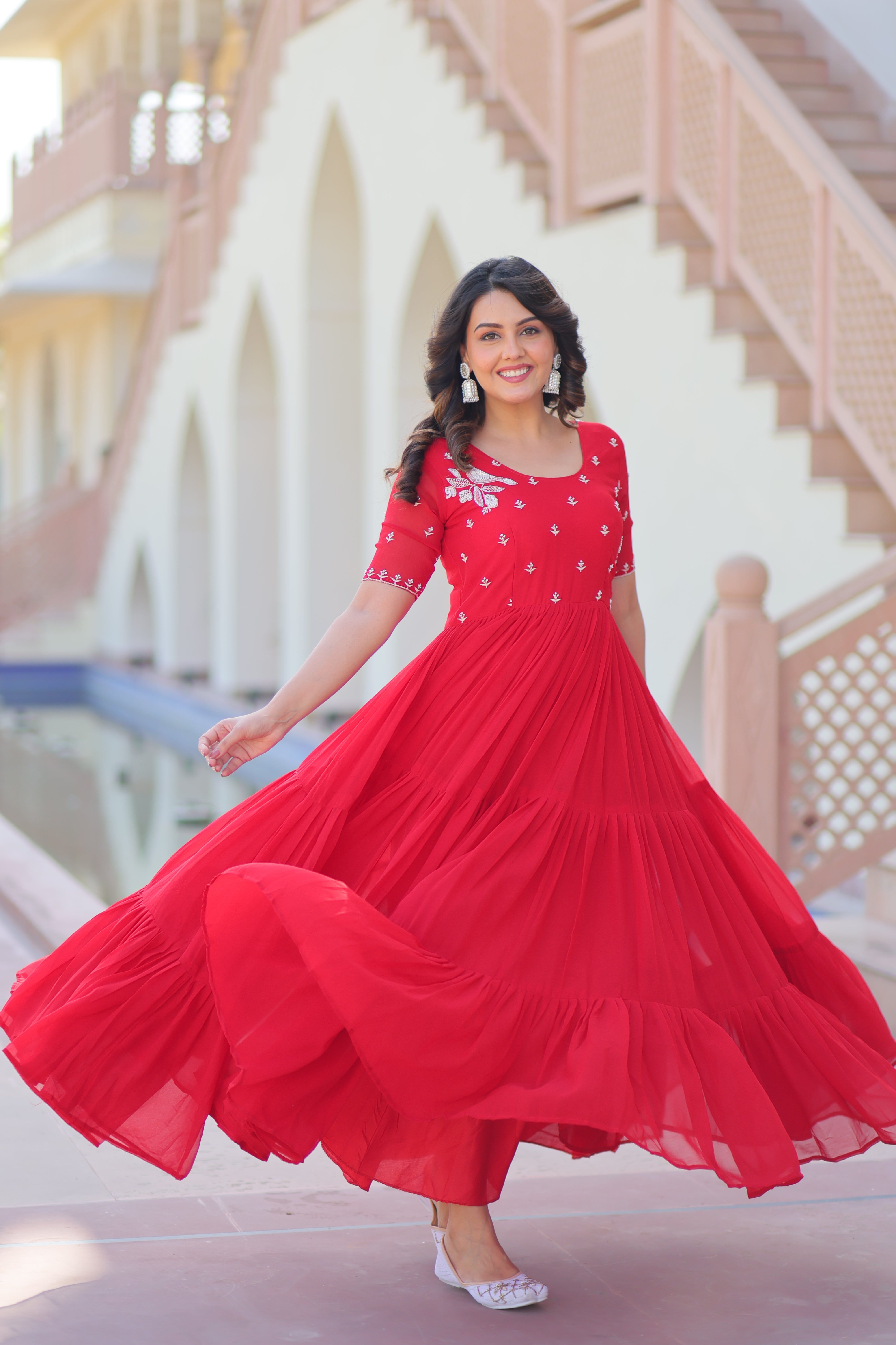 Georgette Embroidered Festival Wear Gown for Women
