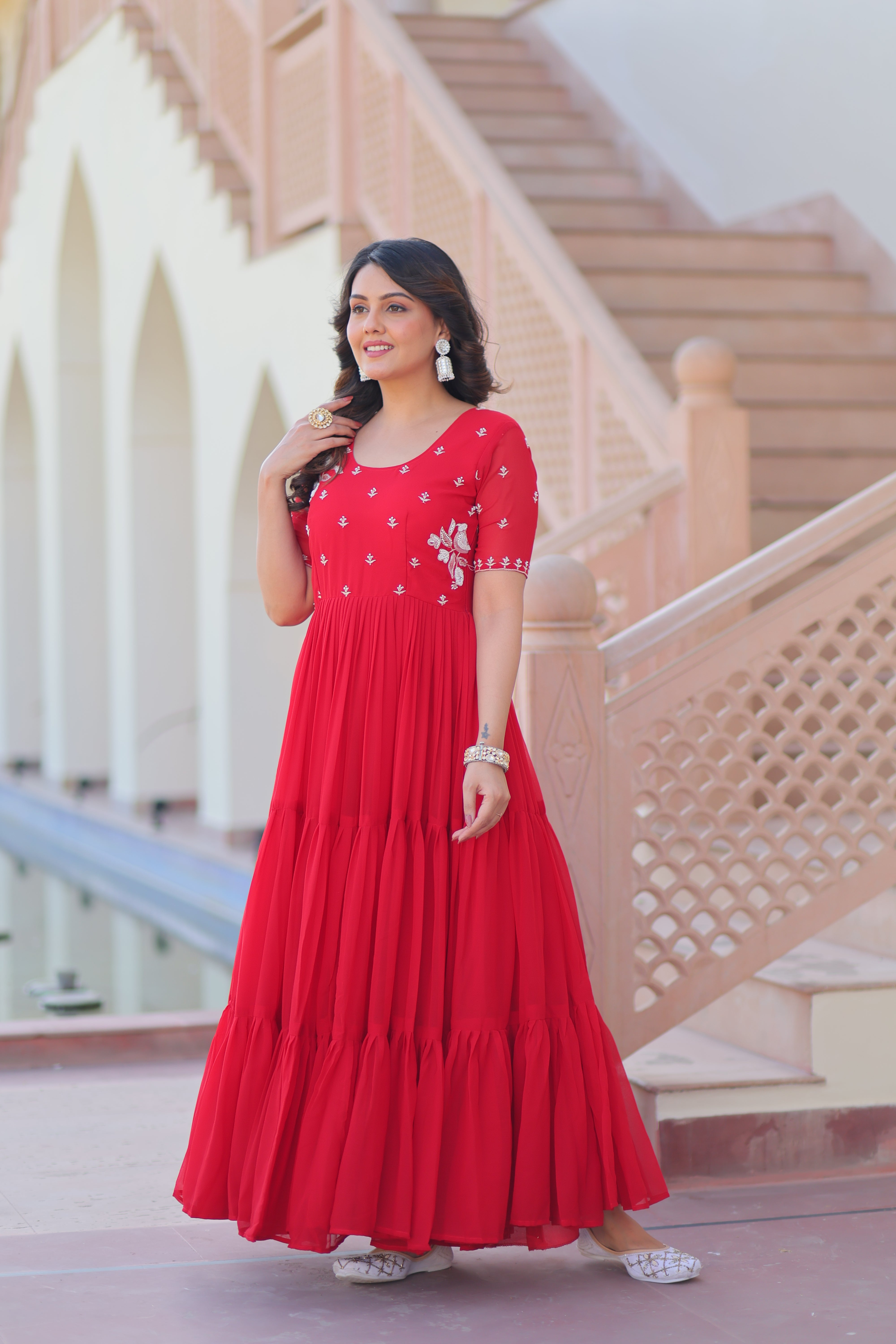 Georgette Embroidered Festival Wear Gown for Women