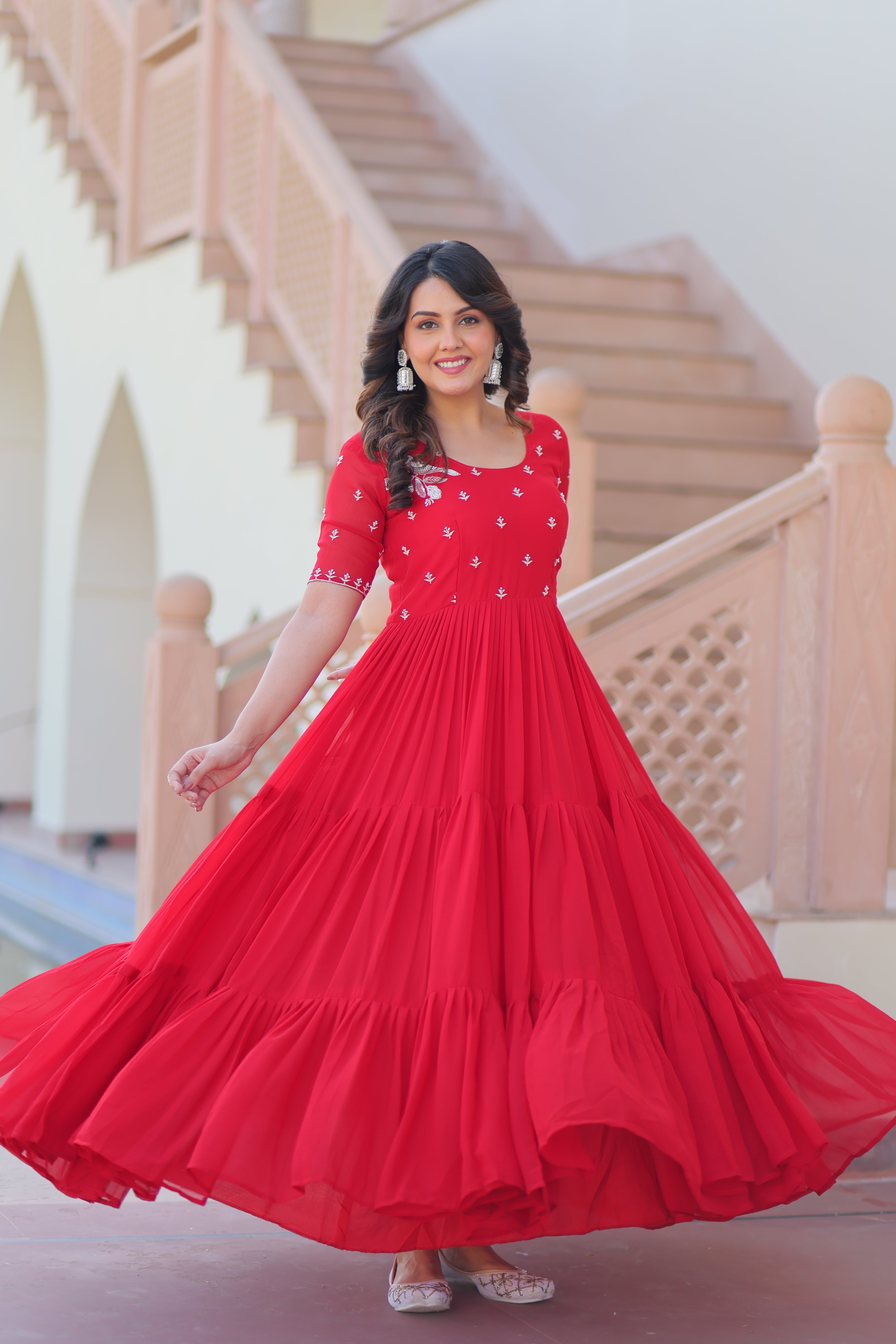 Georgette Embroidered Festival Wear Gown for Women