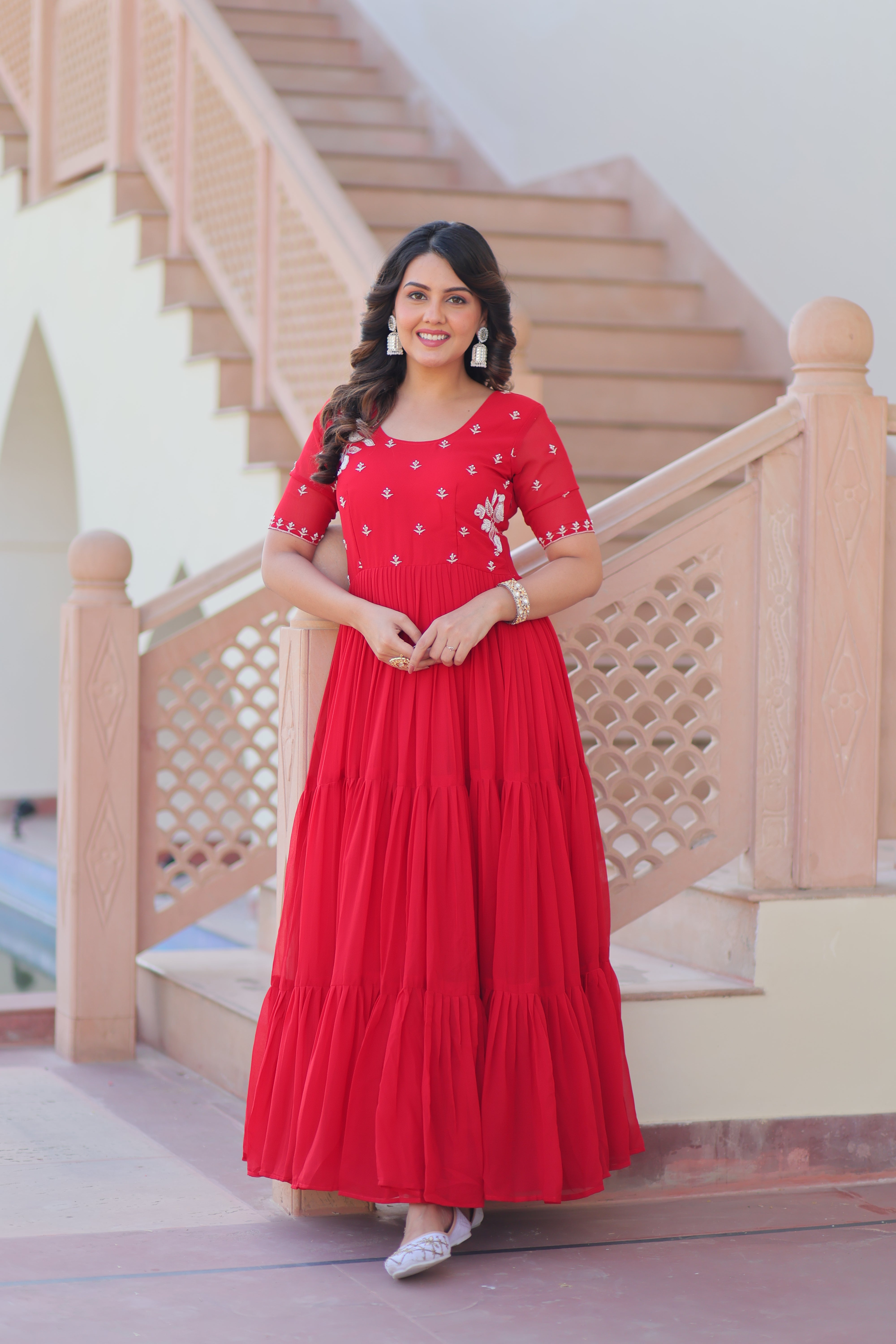 Georgette Embroidered Festival Wear Gown for Women