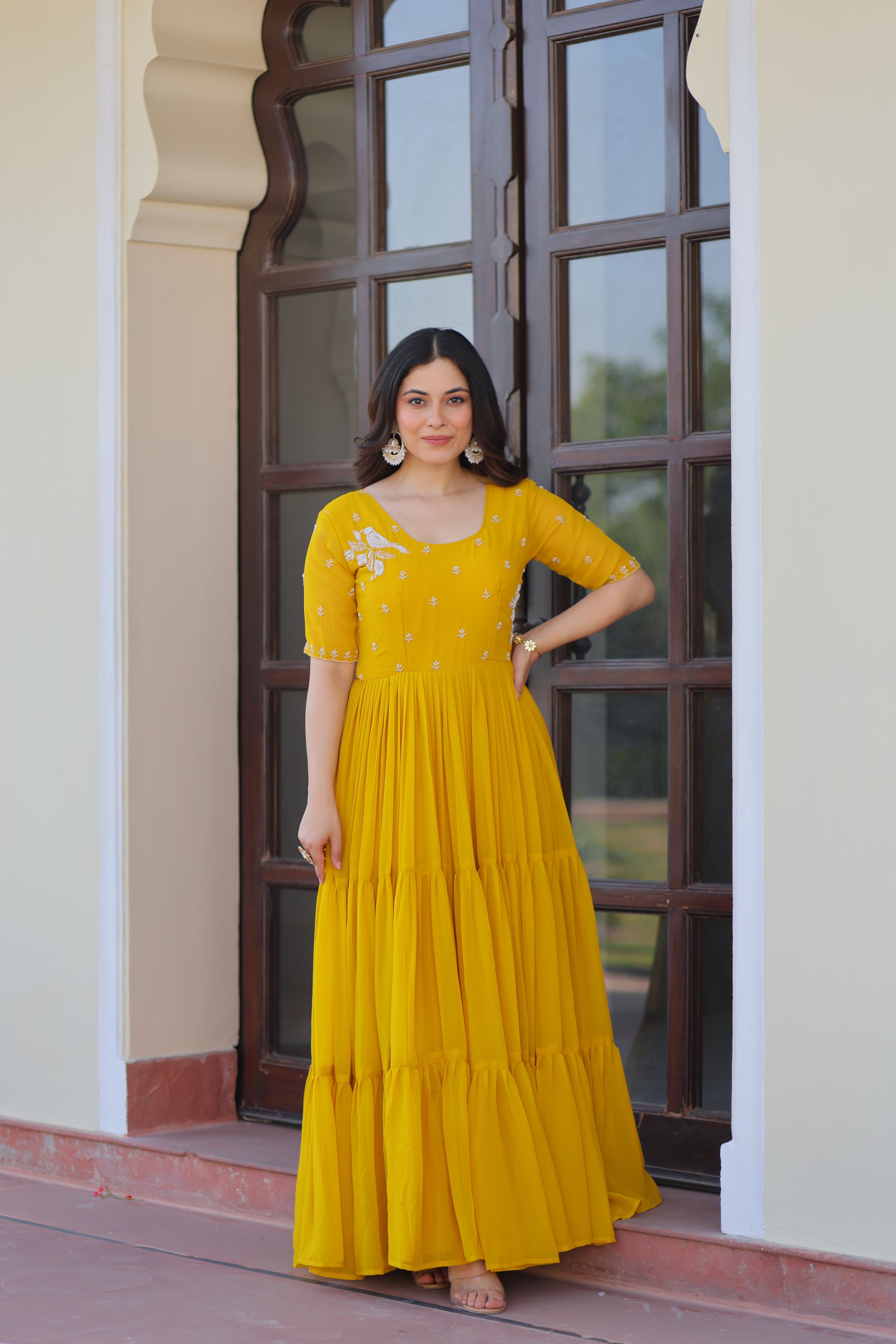 Georgette Embroidered Festival Wear Gown for Women