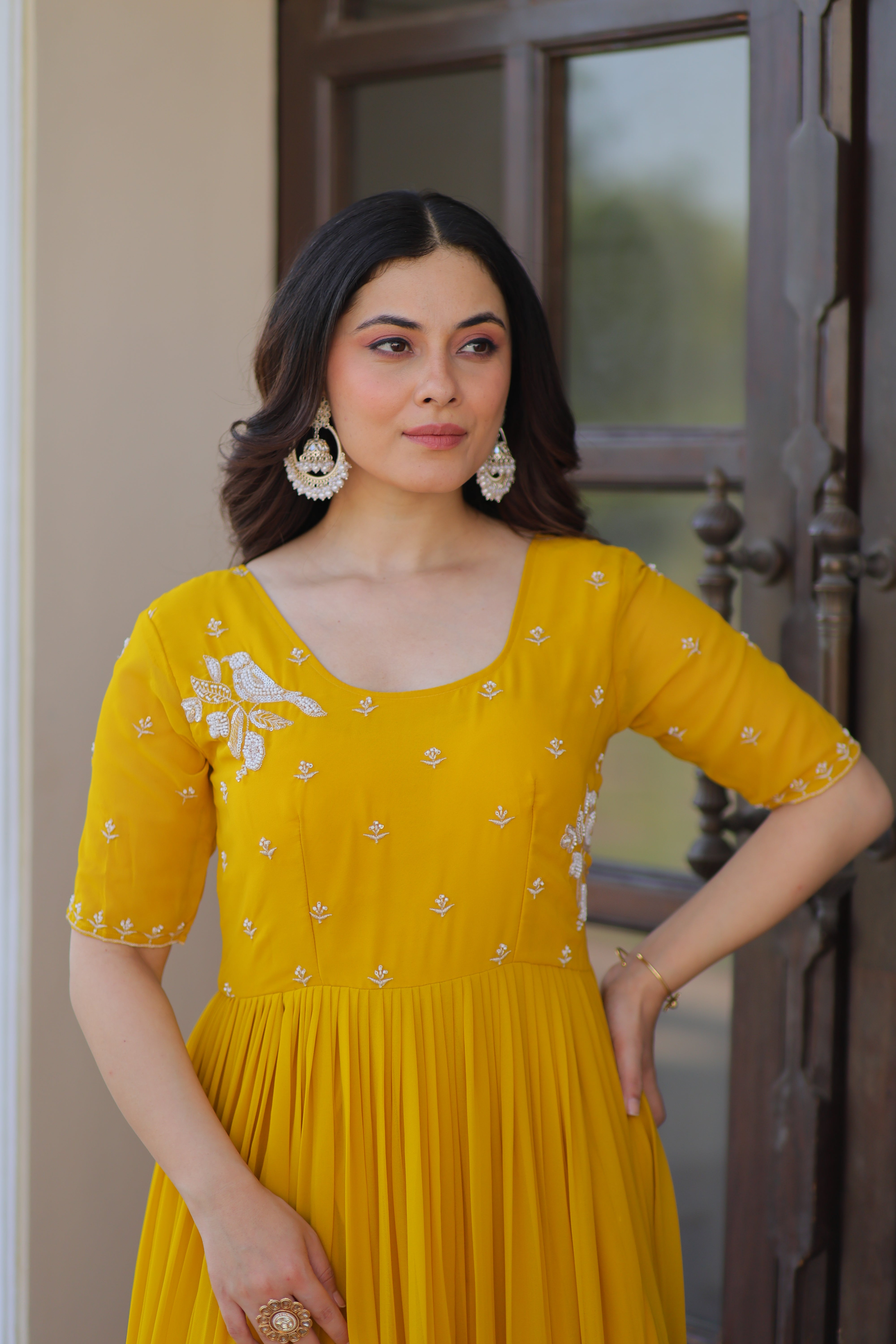 Georgette Embroidered Festival Wear Gown for Women