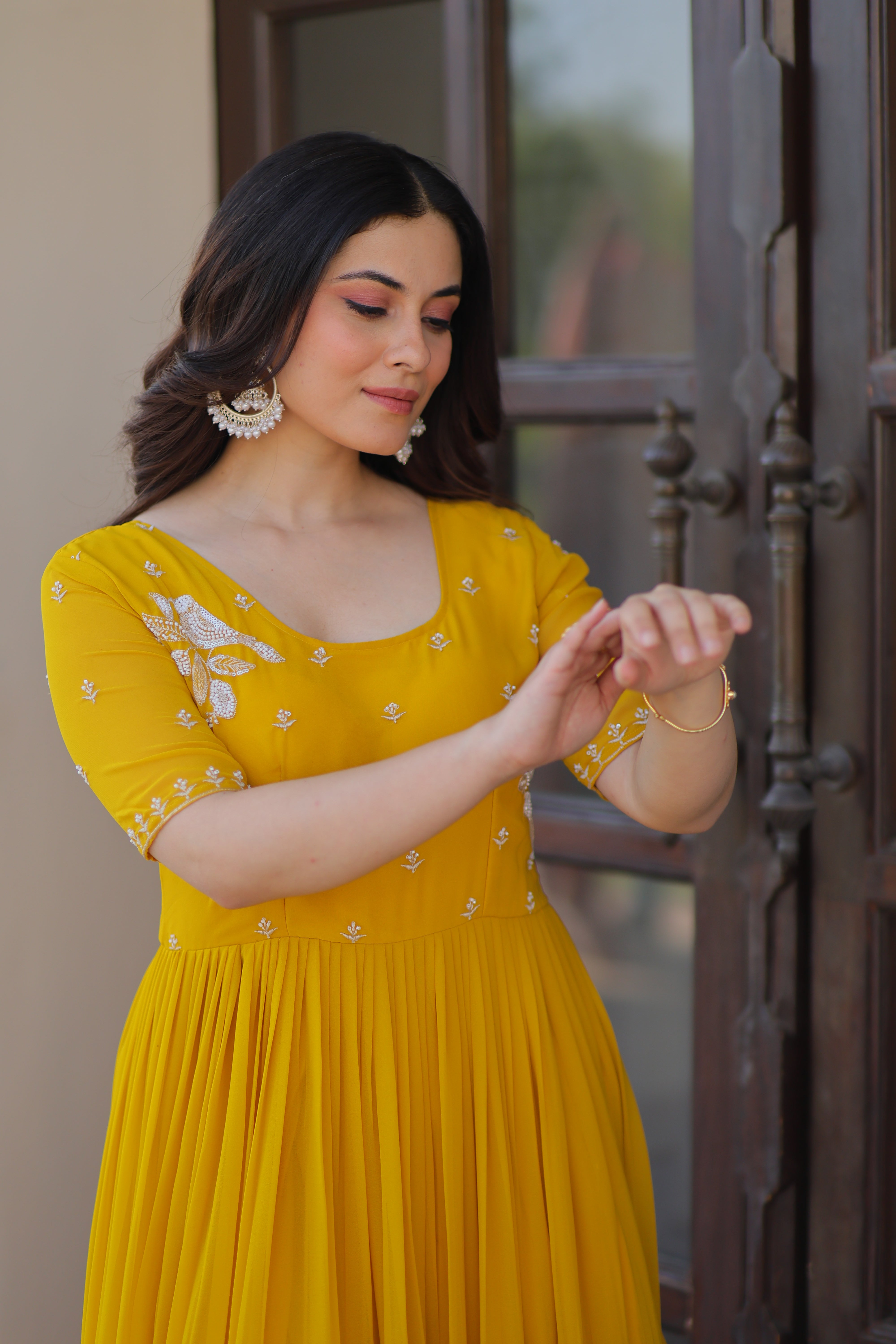 Georgette Embroidered Festival Wear Gown for Women