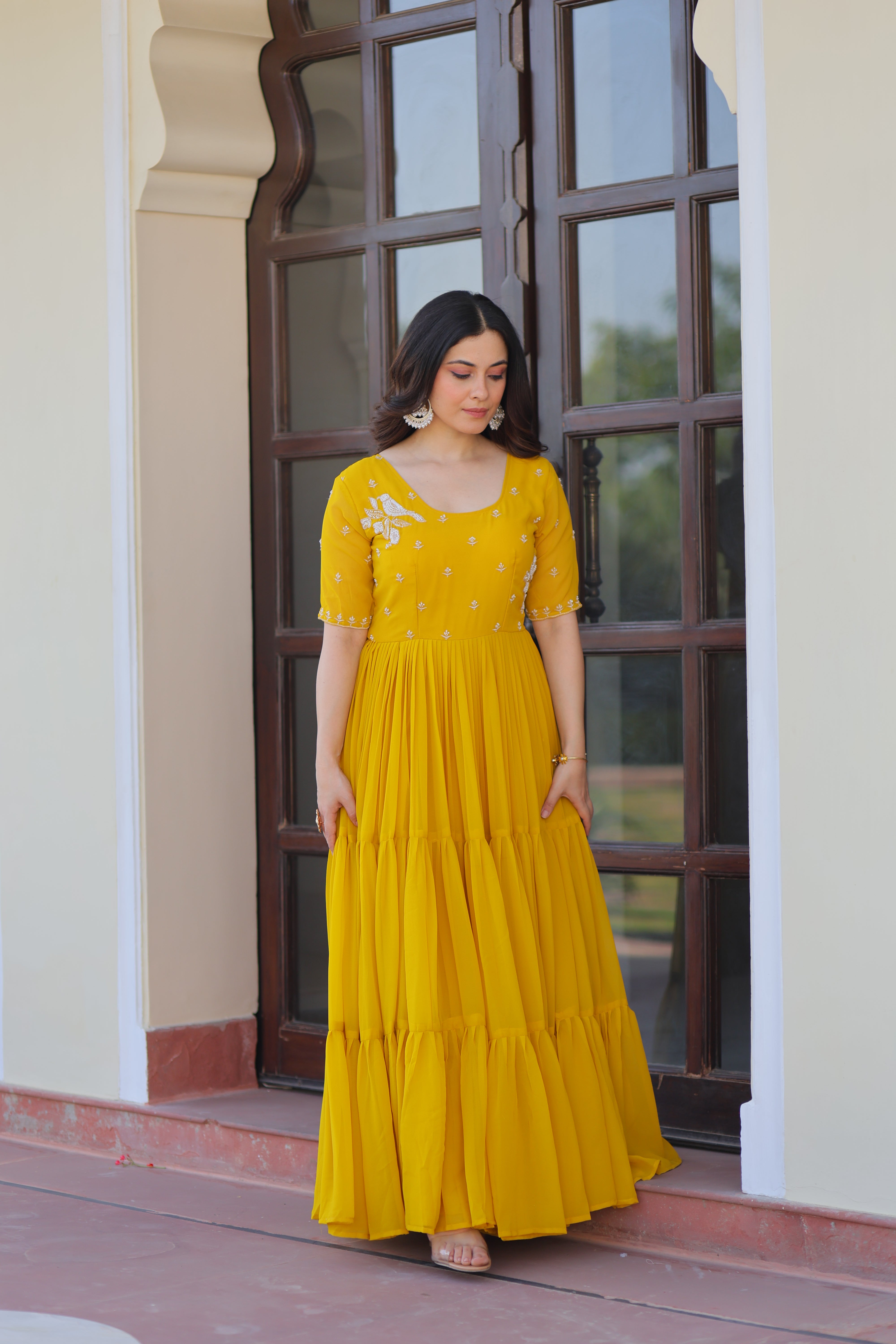 Georgette Embroidered Festival Wear Gown for Women