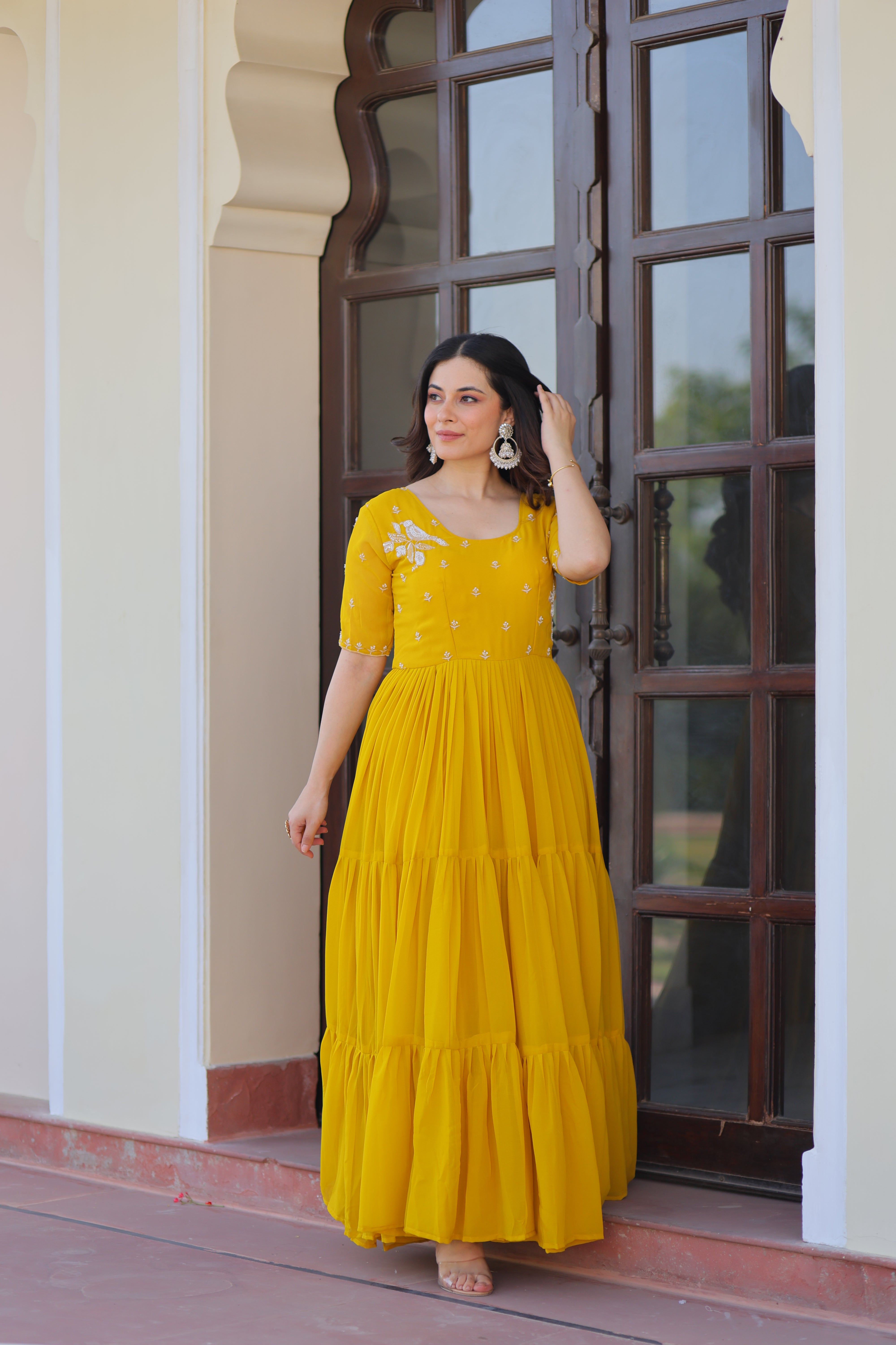 Georgette Embroidered Festival Wear Gown for Women