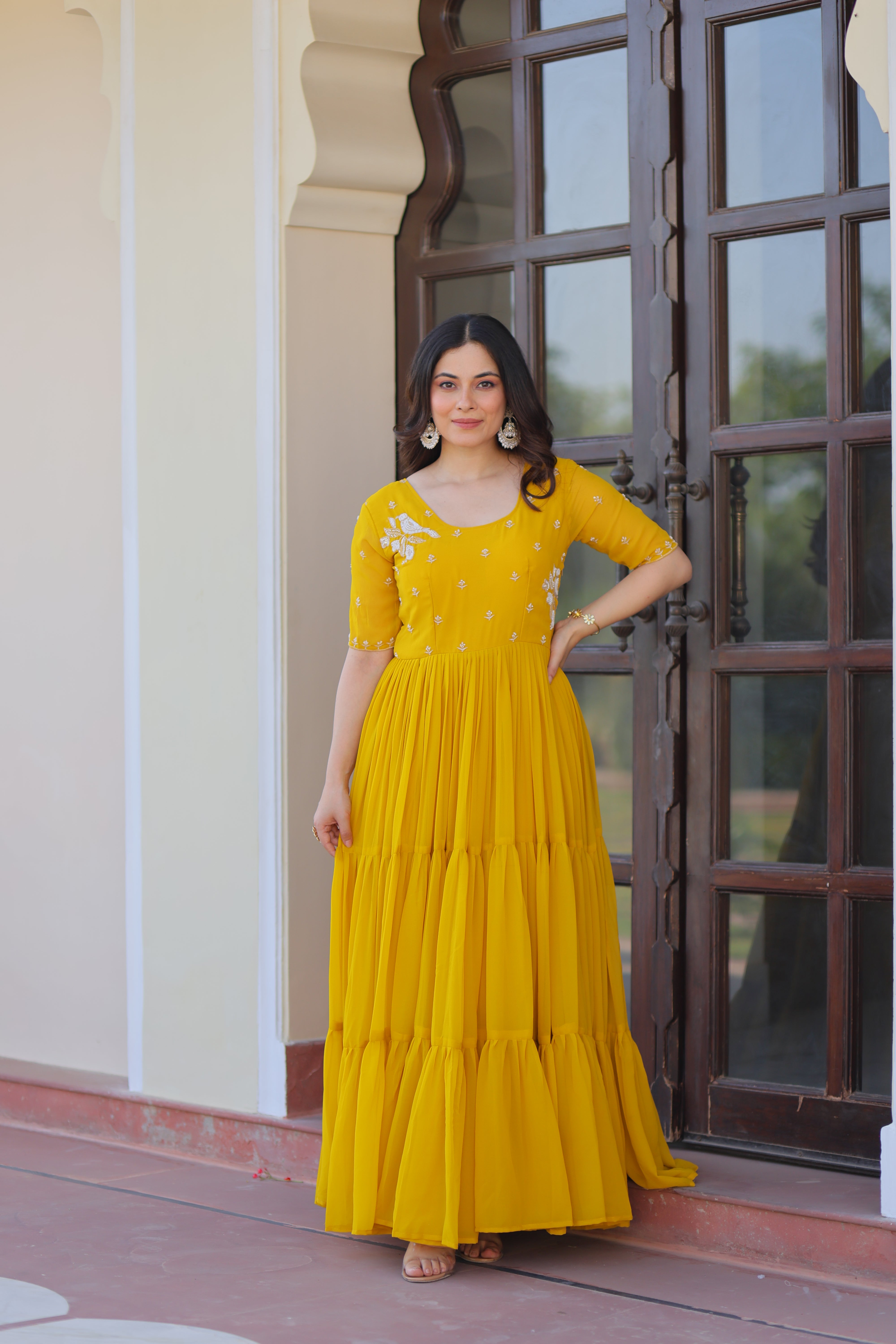 Georgette Embroidered Festival Wear Gown for Women