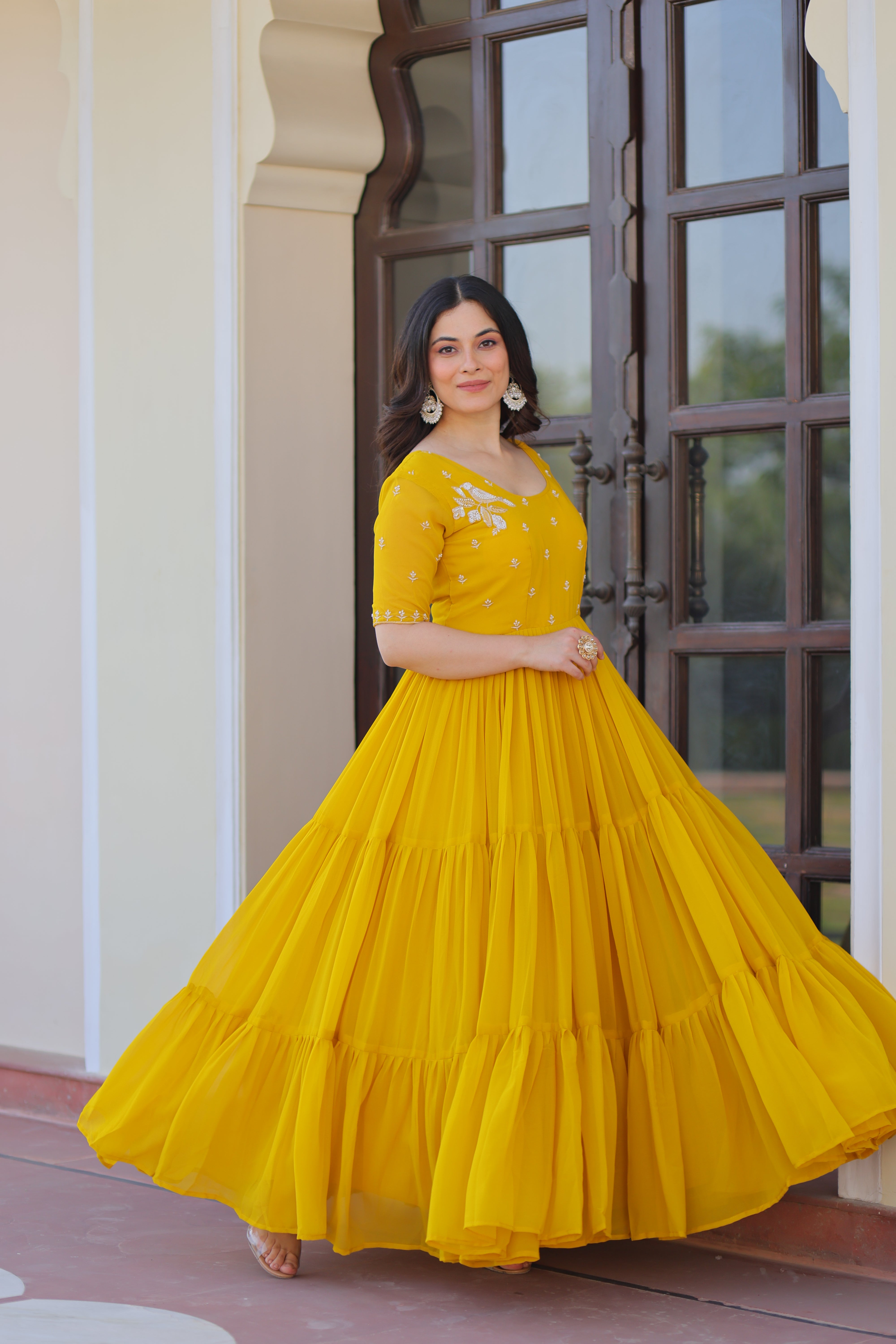 Georgette Embroidered Festival Wear Gown for Women