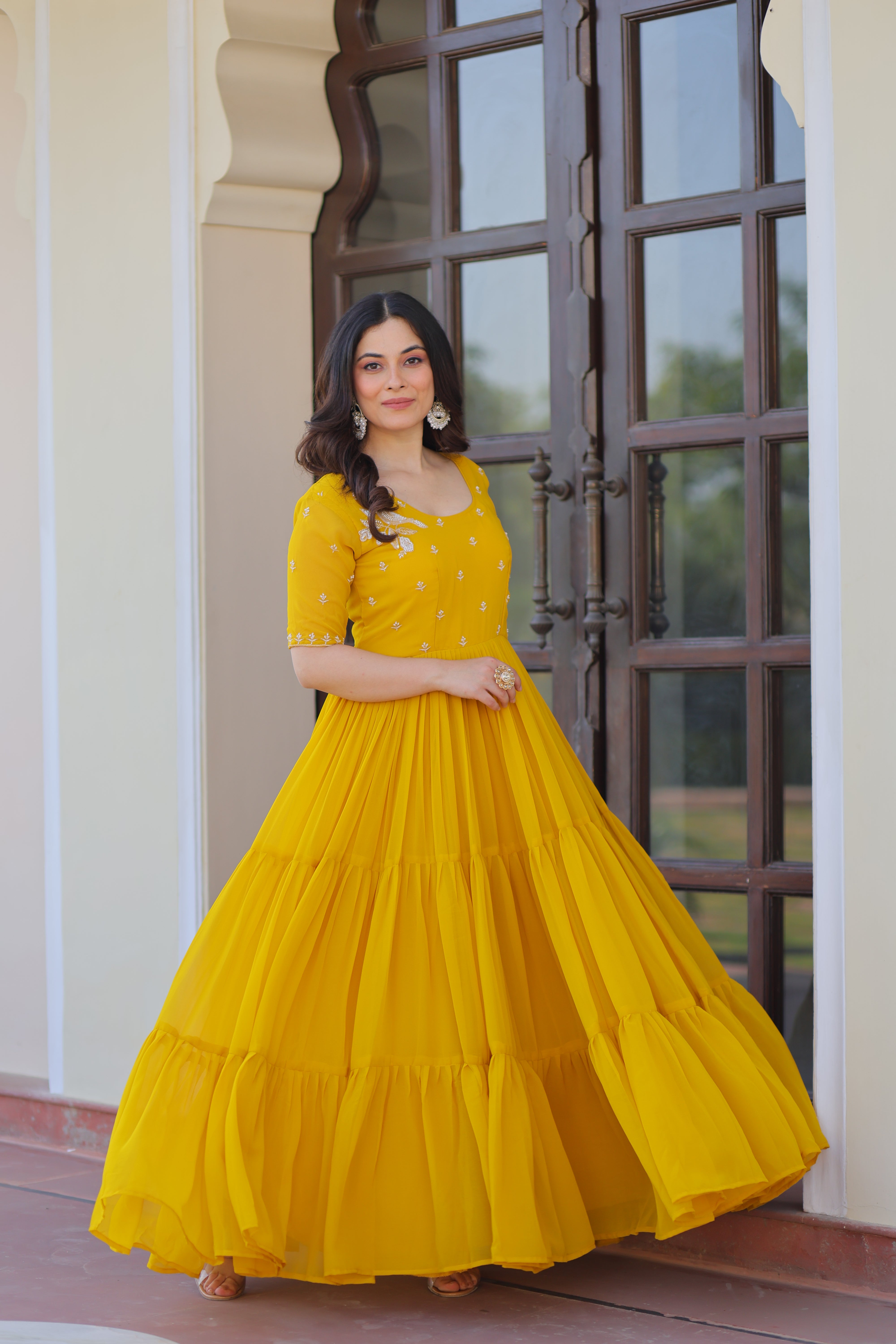 Georgette Embroidered Festival Wear Gown for Women