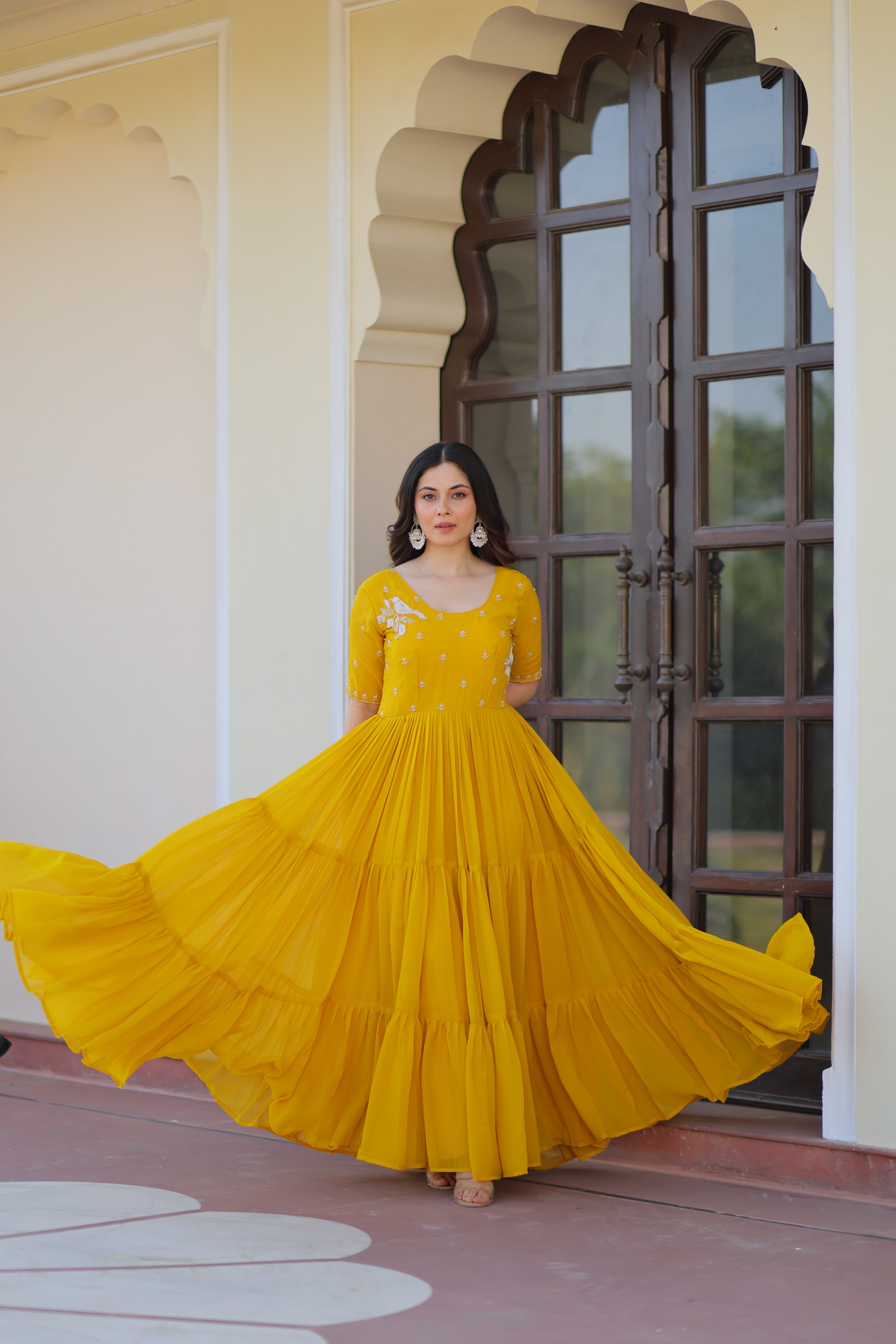 Georgette Embroidered Festival Wear Gown for Women