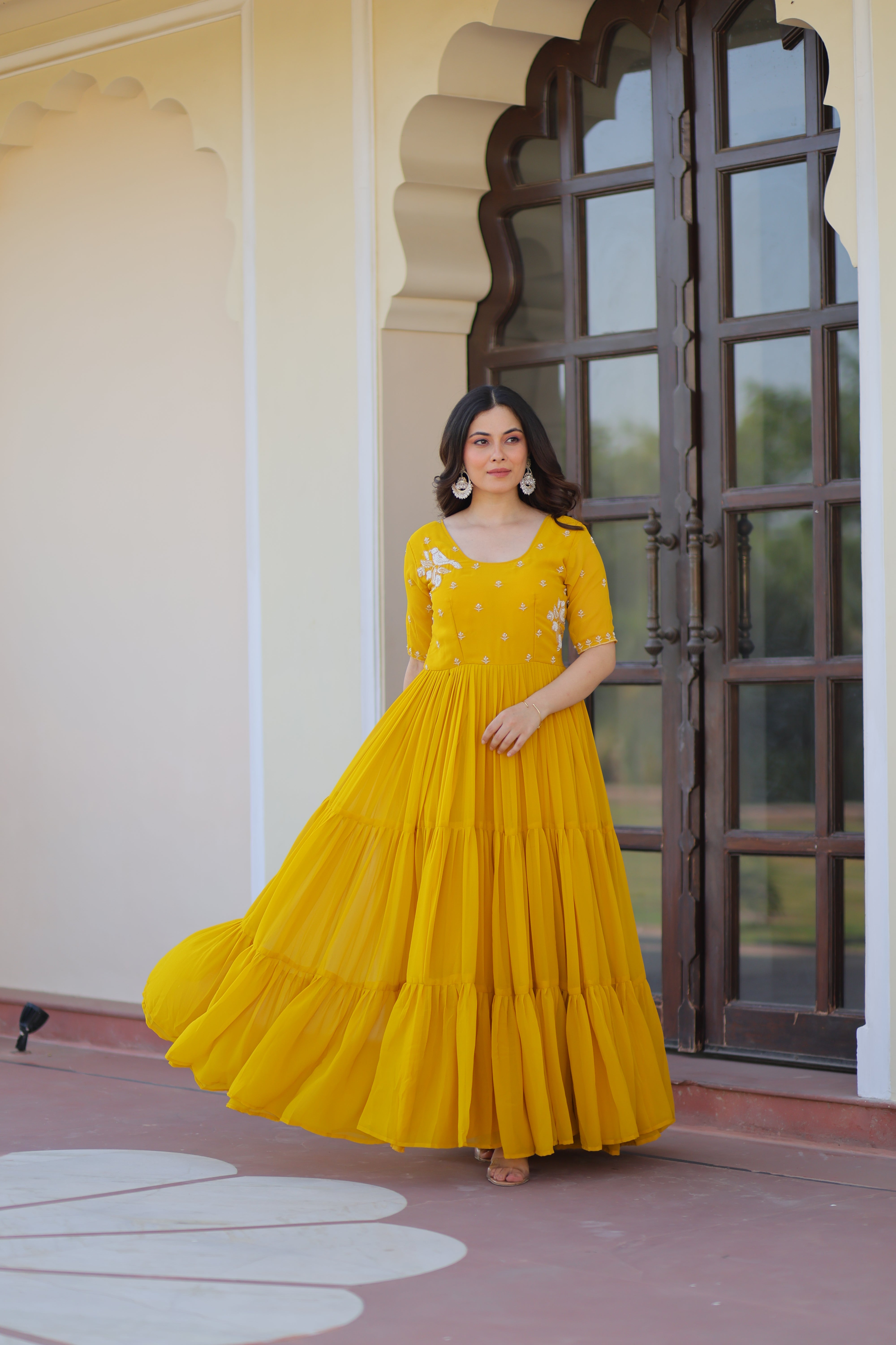 Georgette Embroidered Festival Wear Gown for Women