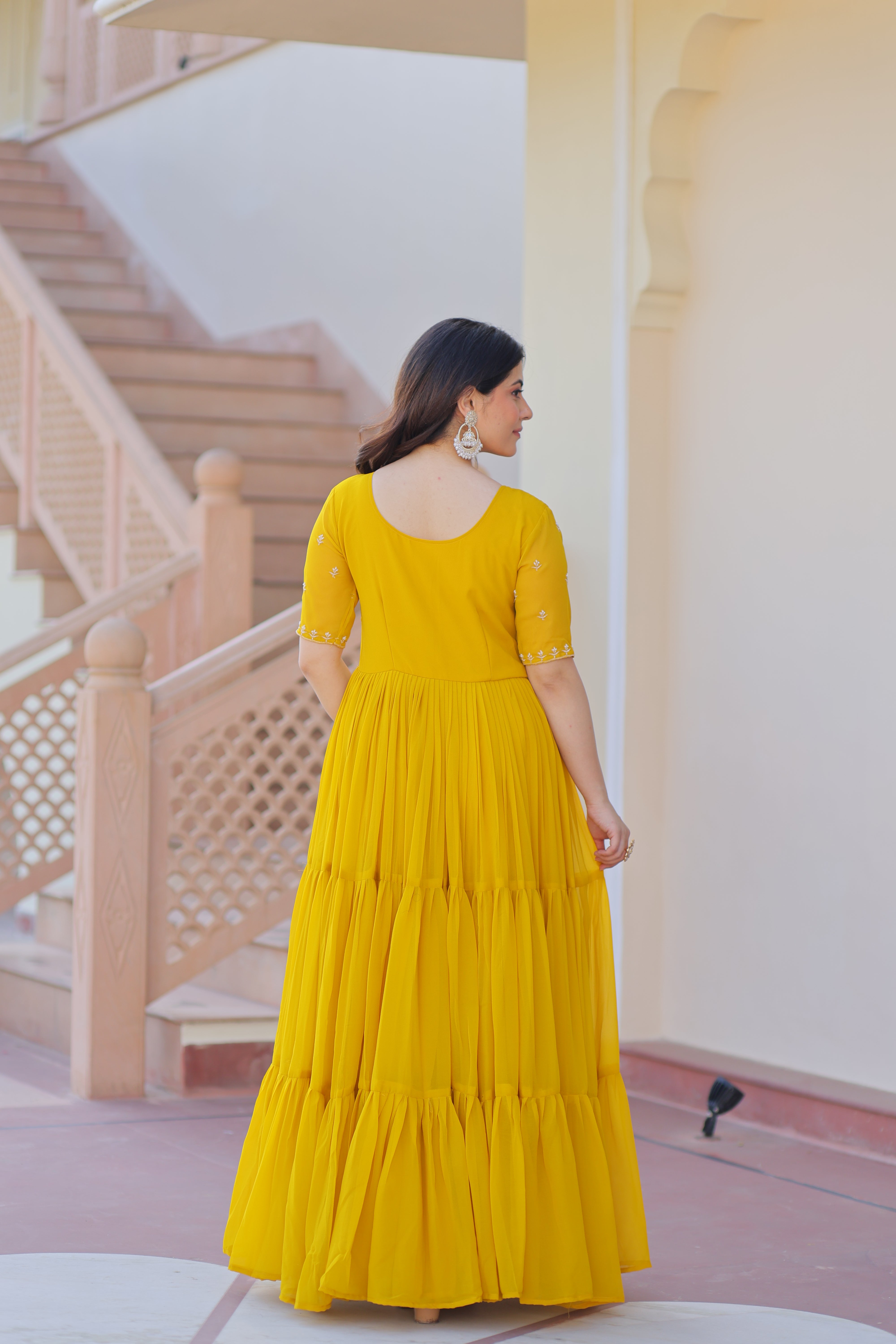 Georgette Embroidered Festival Wear Gown for Women