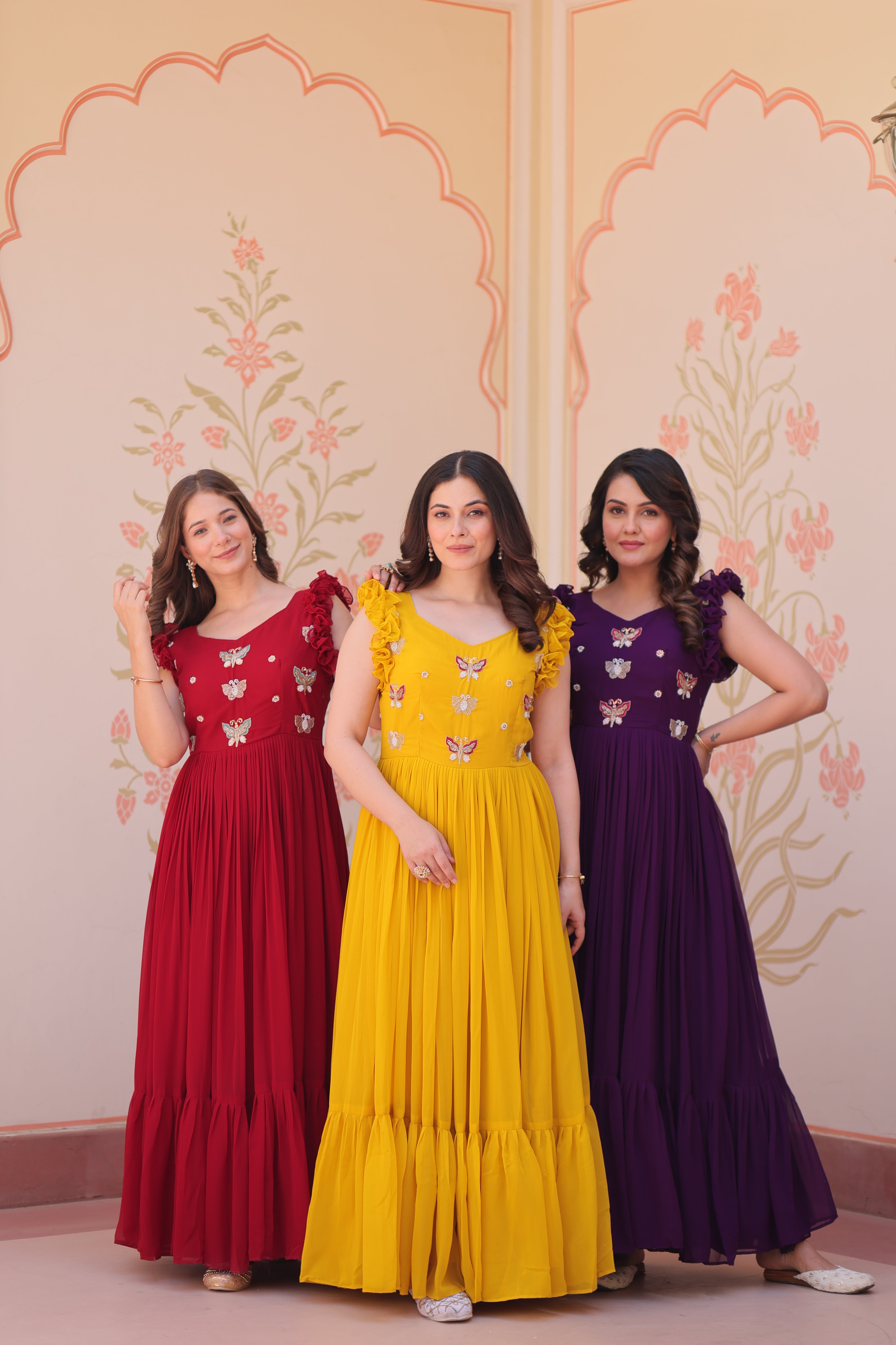 Georgette Multi Thread Embroidered Event Wear Gown