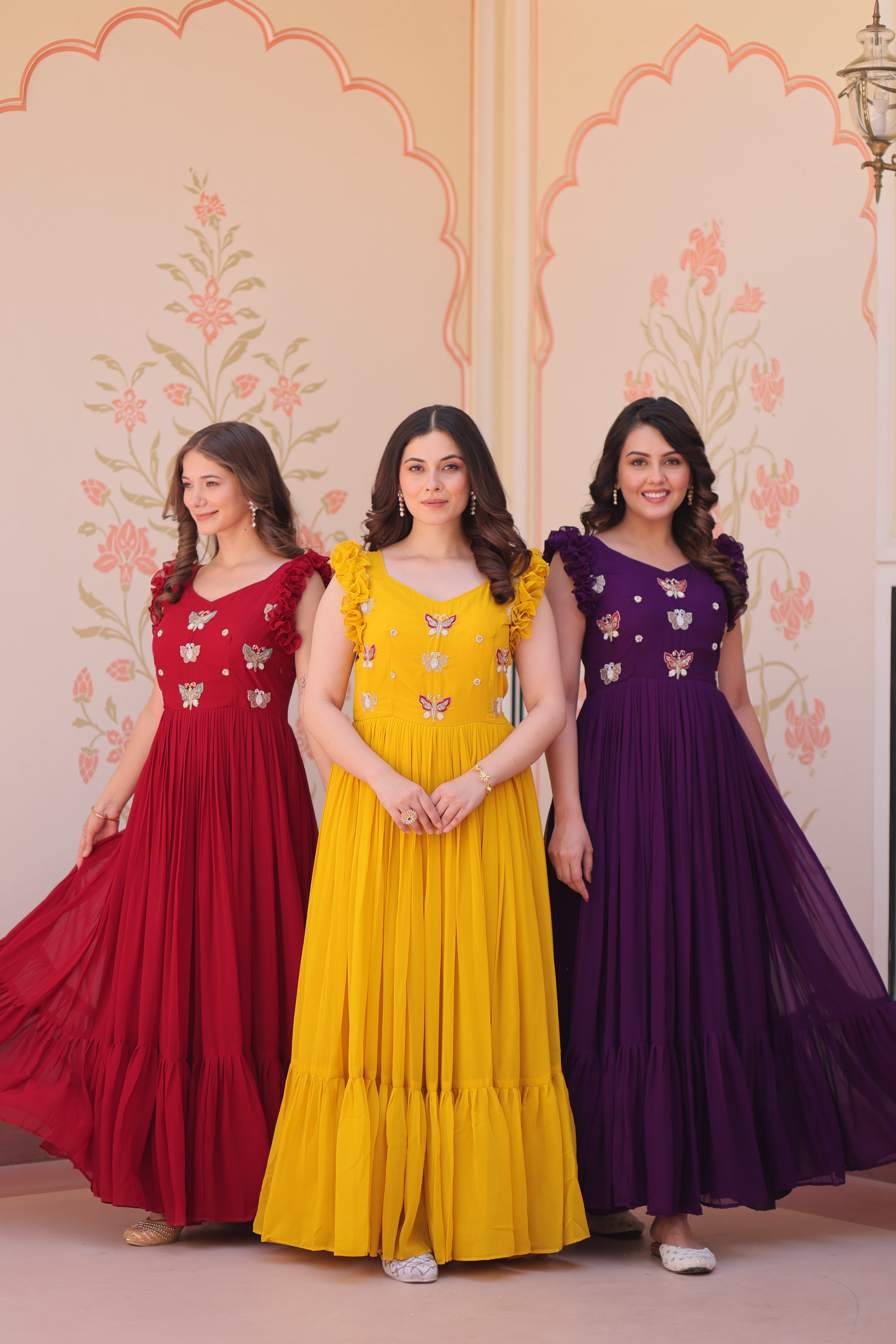 Georgette Multi Thread Embroidered Event Wear Gown