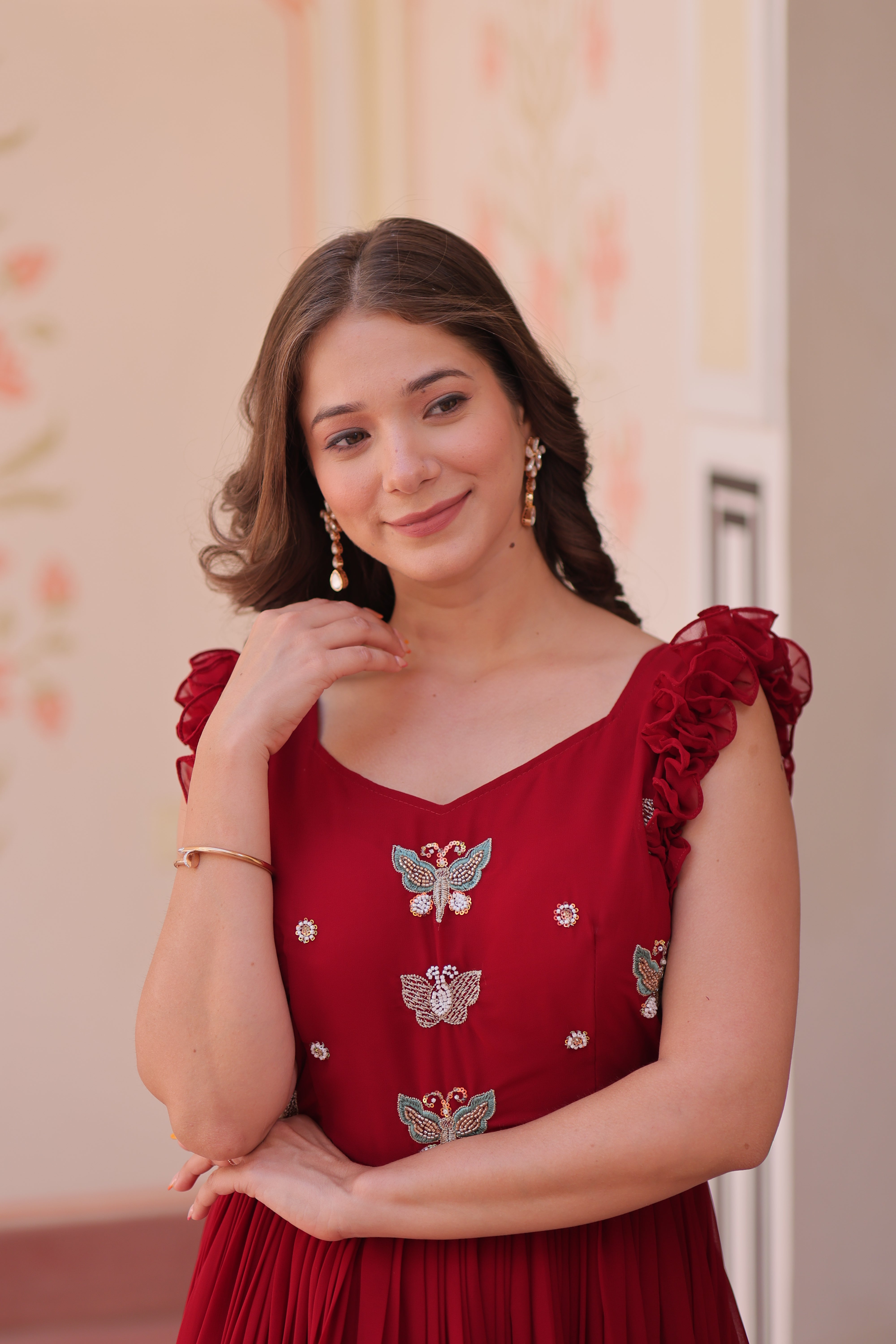 Georgette Multi Thread Embroidered Event Wear Gown