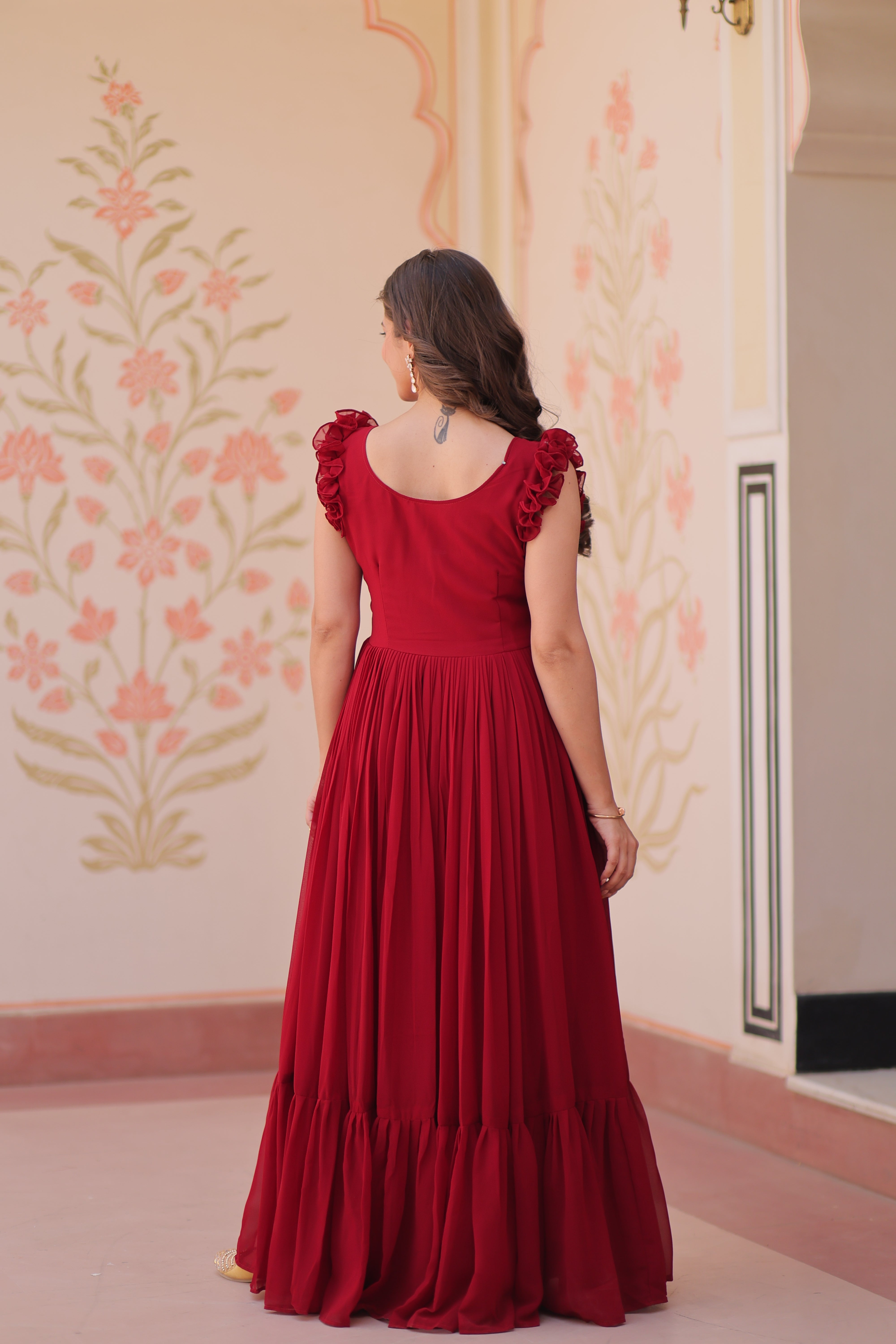 Georgette Multi Thread Embroidered Event Wear Gown