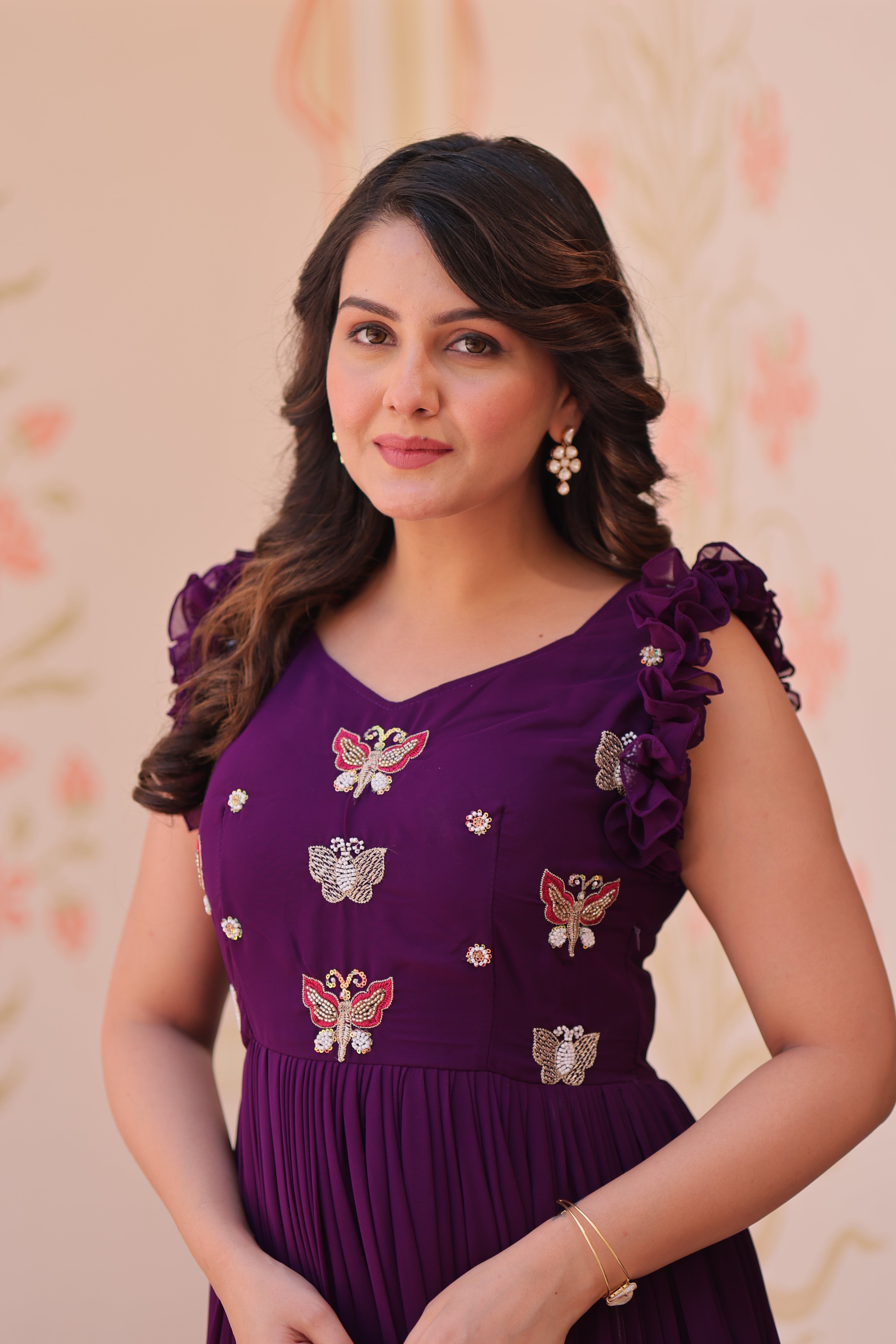 Georgette Multi Thread Embroidered Event Wear Gown