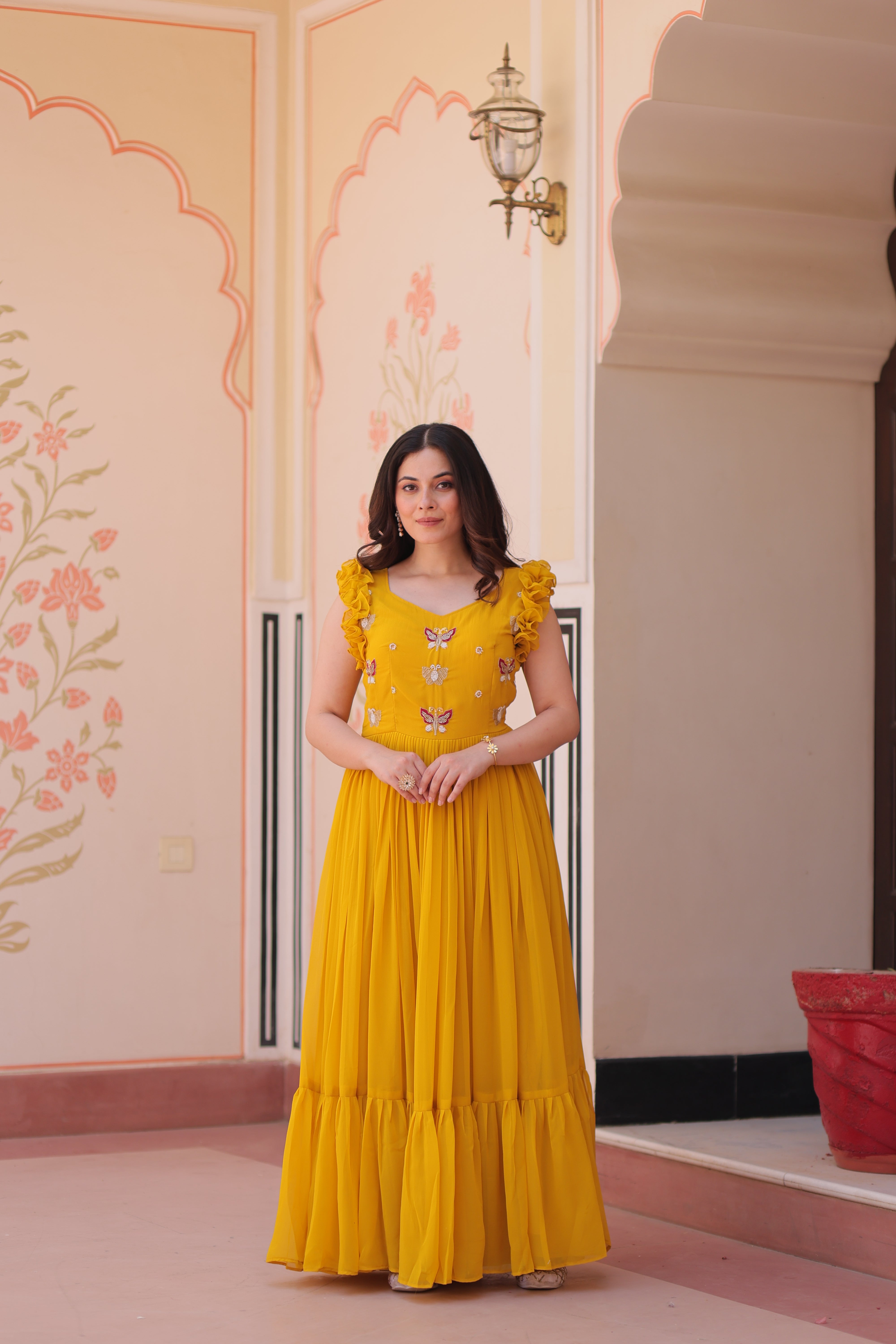Georgette Multi Thread Embroidered Event Wear Gown
