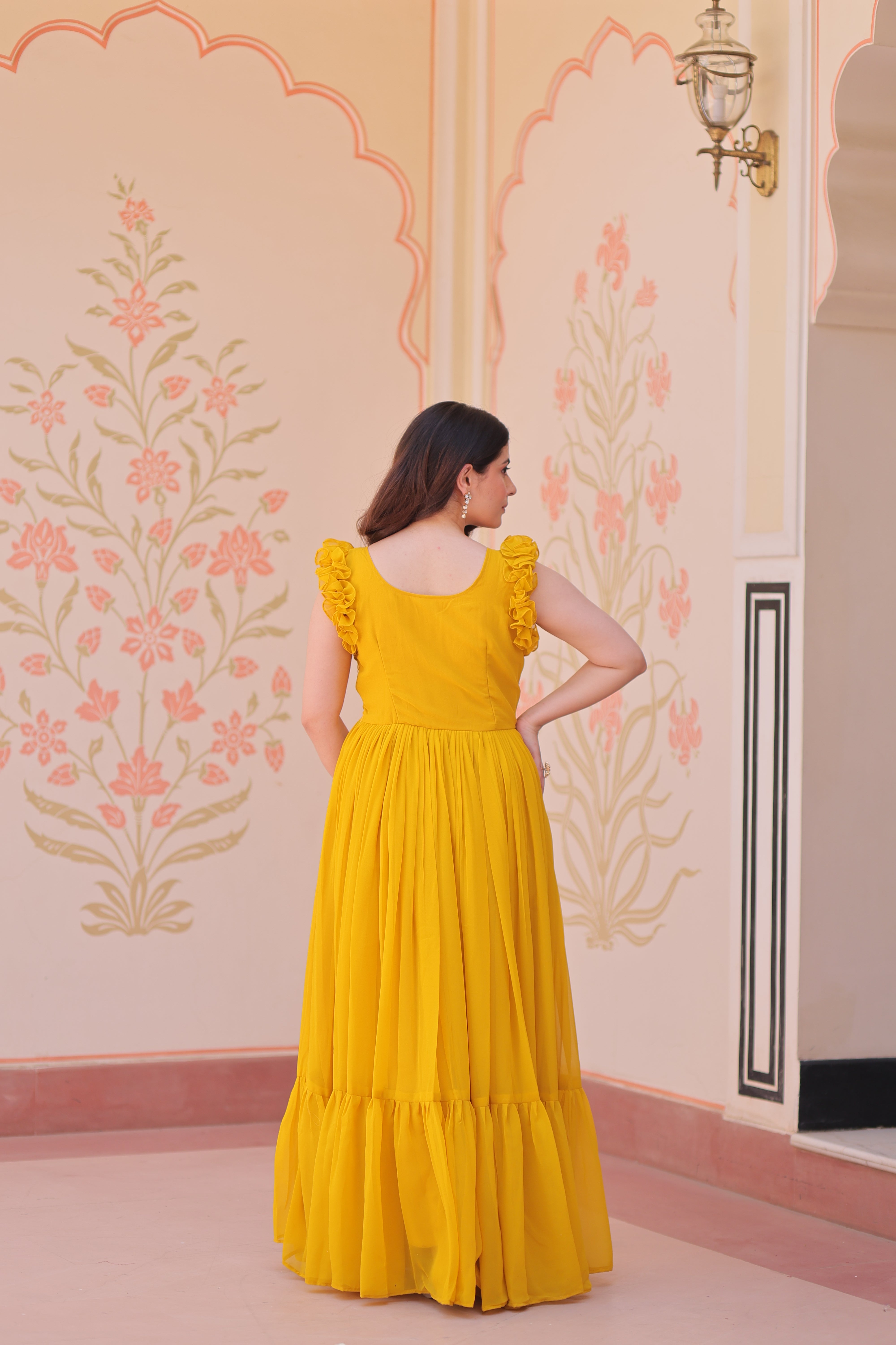 Georgette Multi Thread Embroidered Event Wear Gown