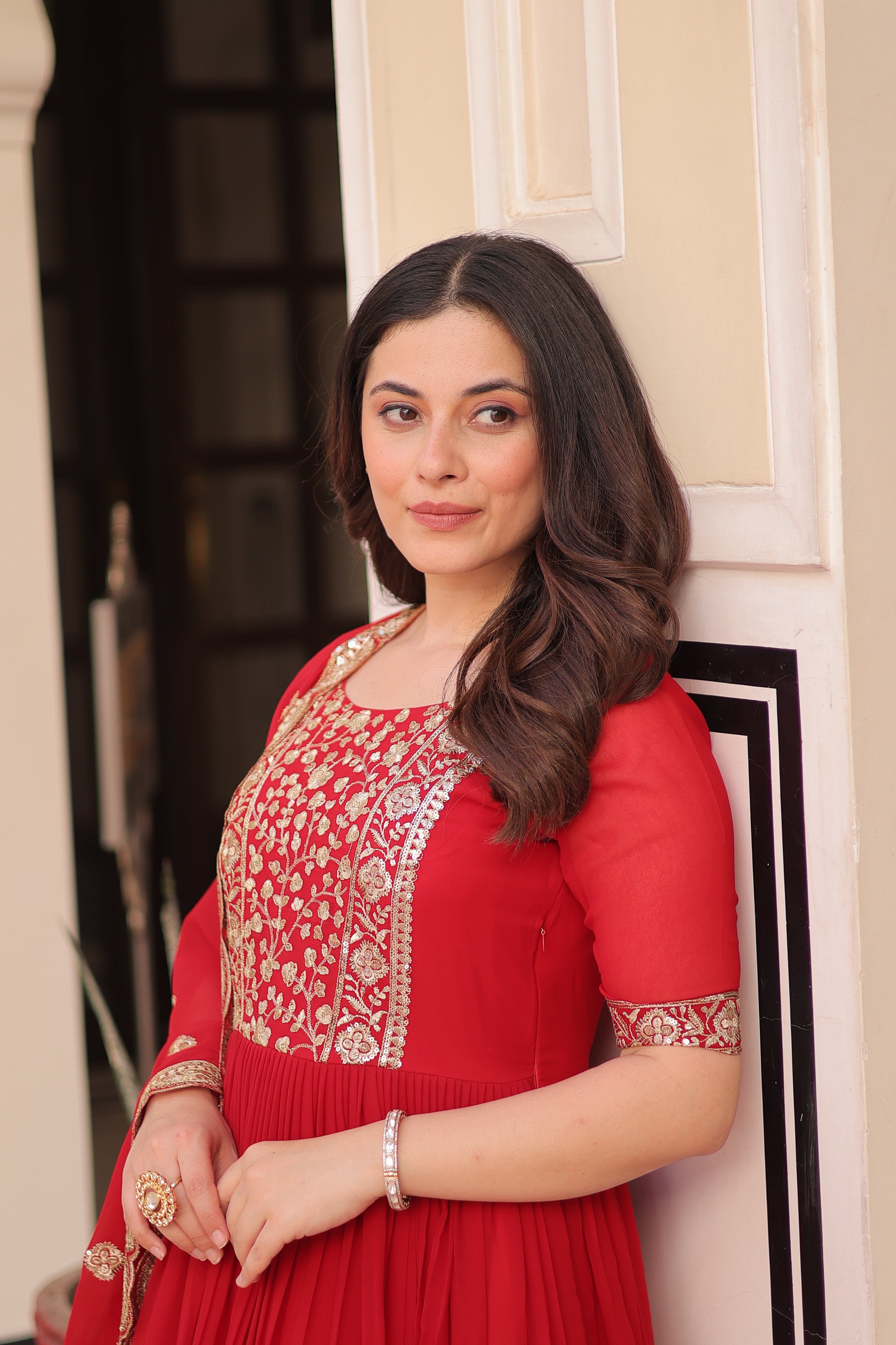 Sequins Embroidered Traditional Indian Gown With Dupatta