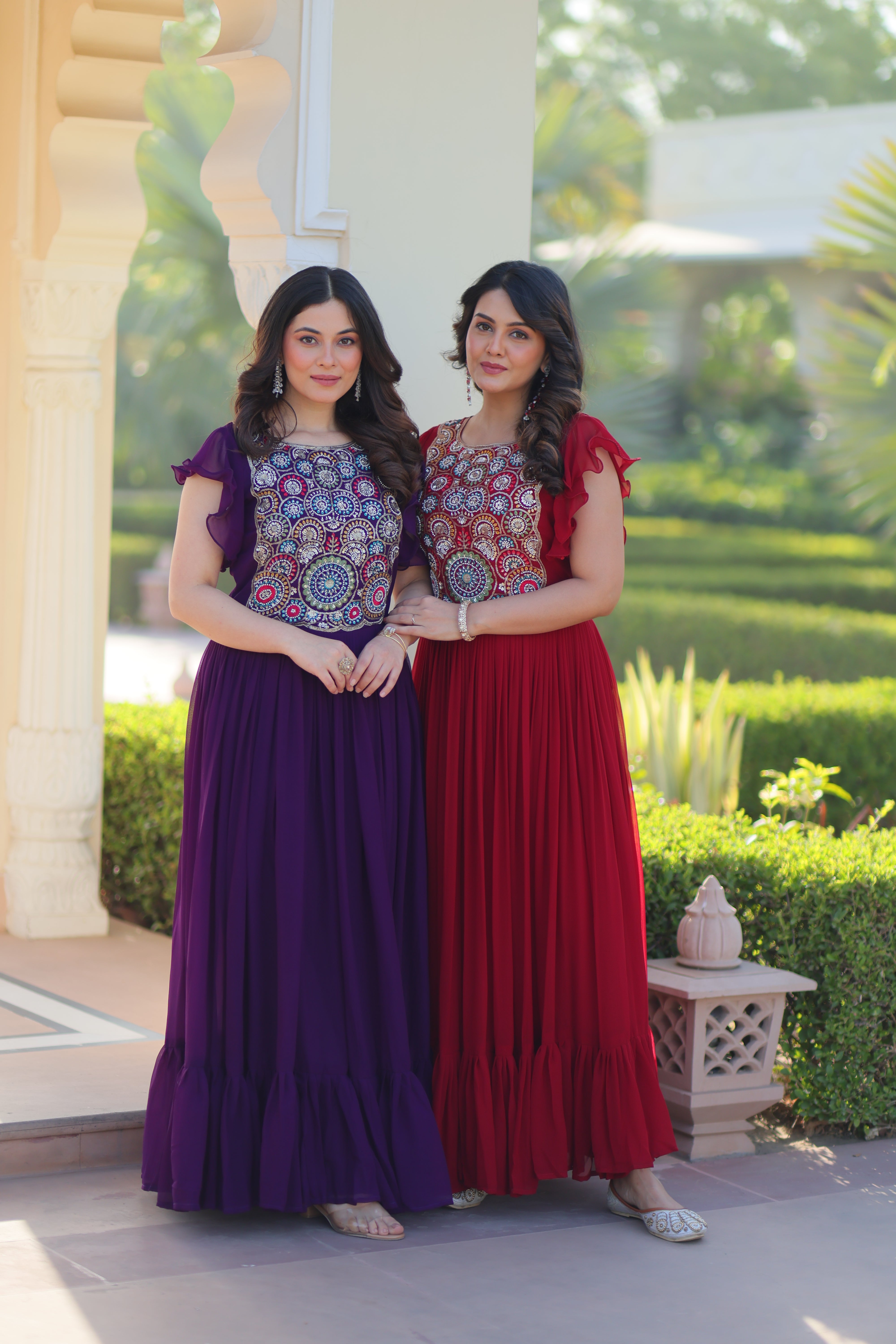 Georgette Beads Embroidered Traditional Indian Gown