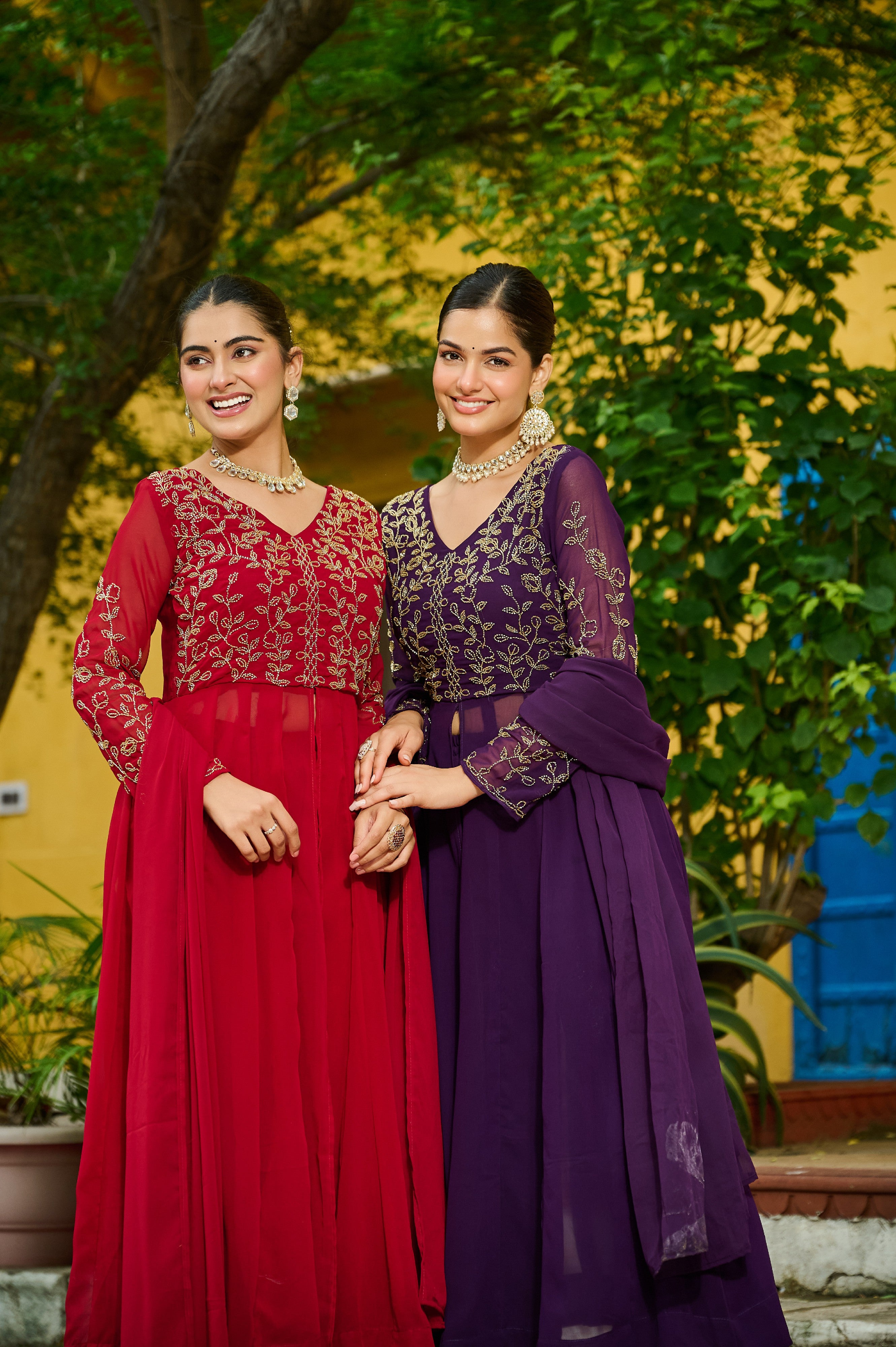 Georgette Beads Work Festive Salwar Kameez for Women
