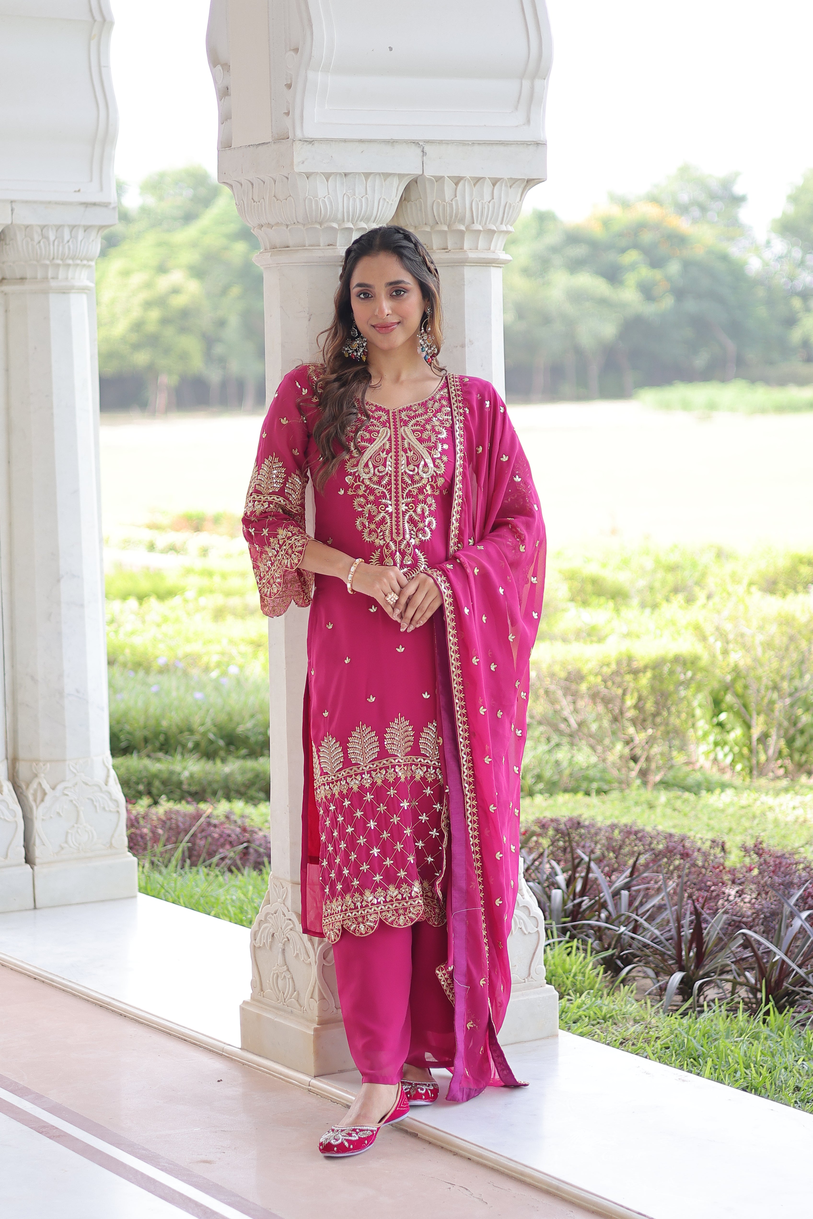 Georgette Embroidered Festive Salwar Kameez for Women