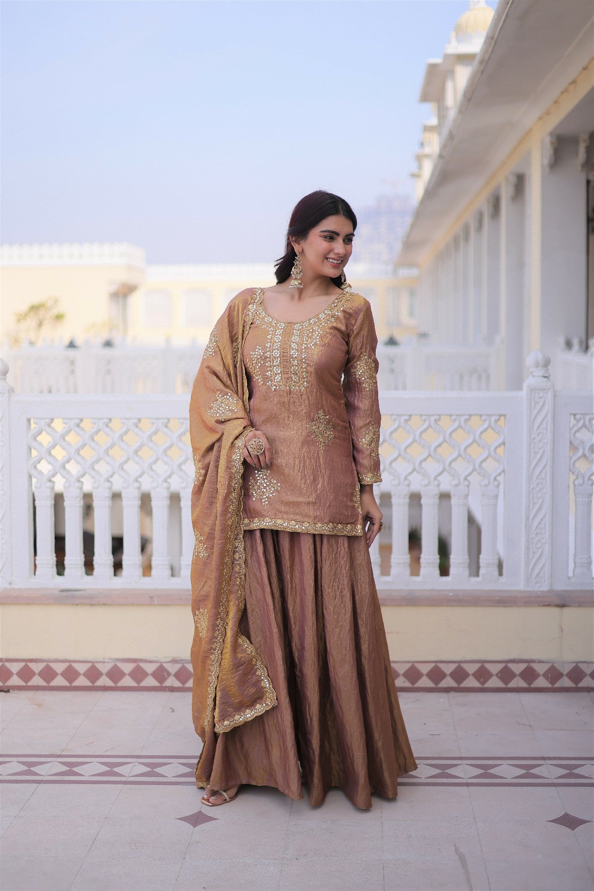 Sequins Crushed Fabric Festival Palazzo Suit for Women