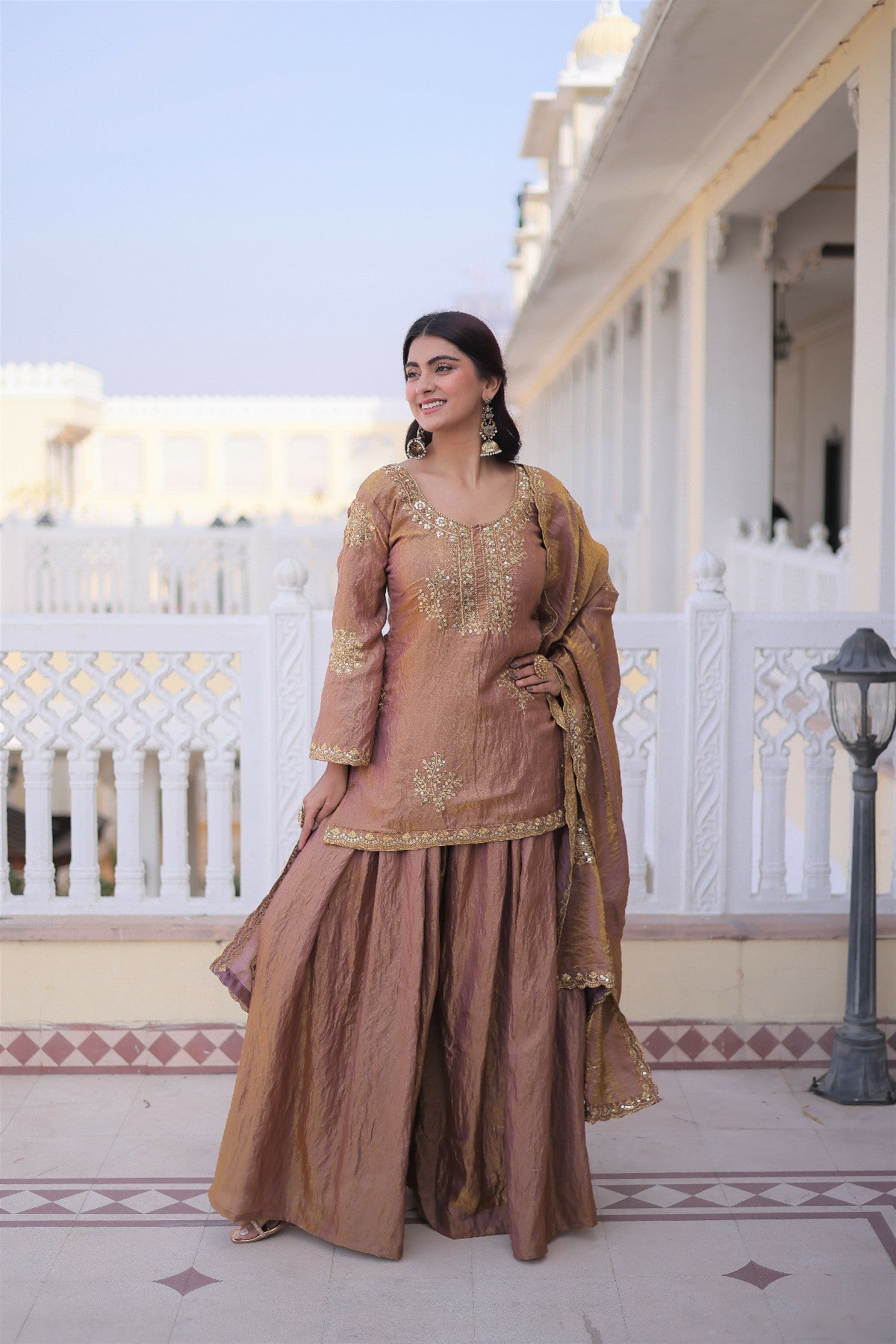 Sequins Crushed Fabric Festival Palazzo Suit for Women