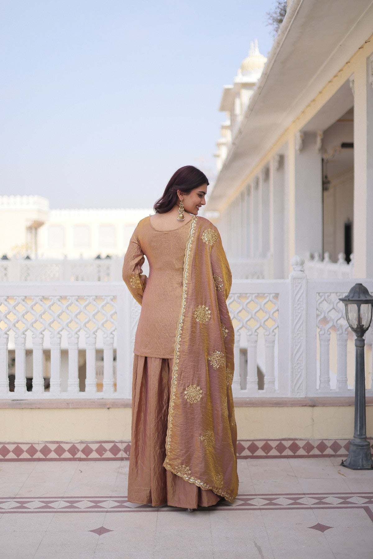 Sequins Crushed Fabric Festival Palazzo Suit for Women