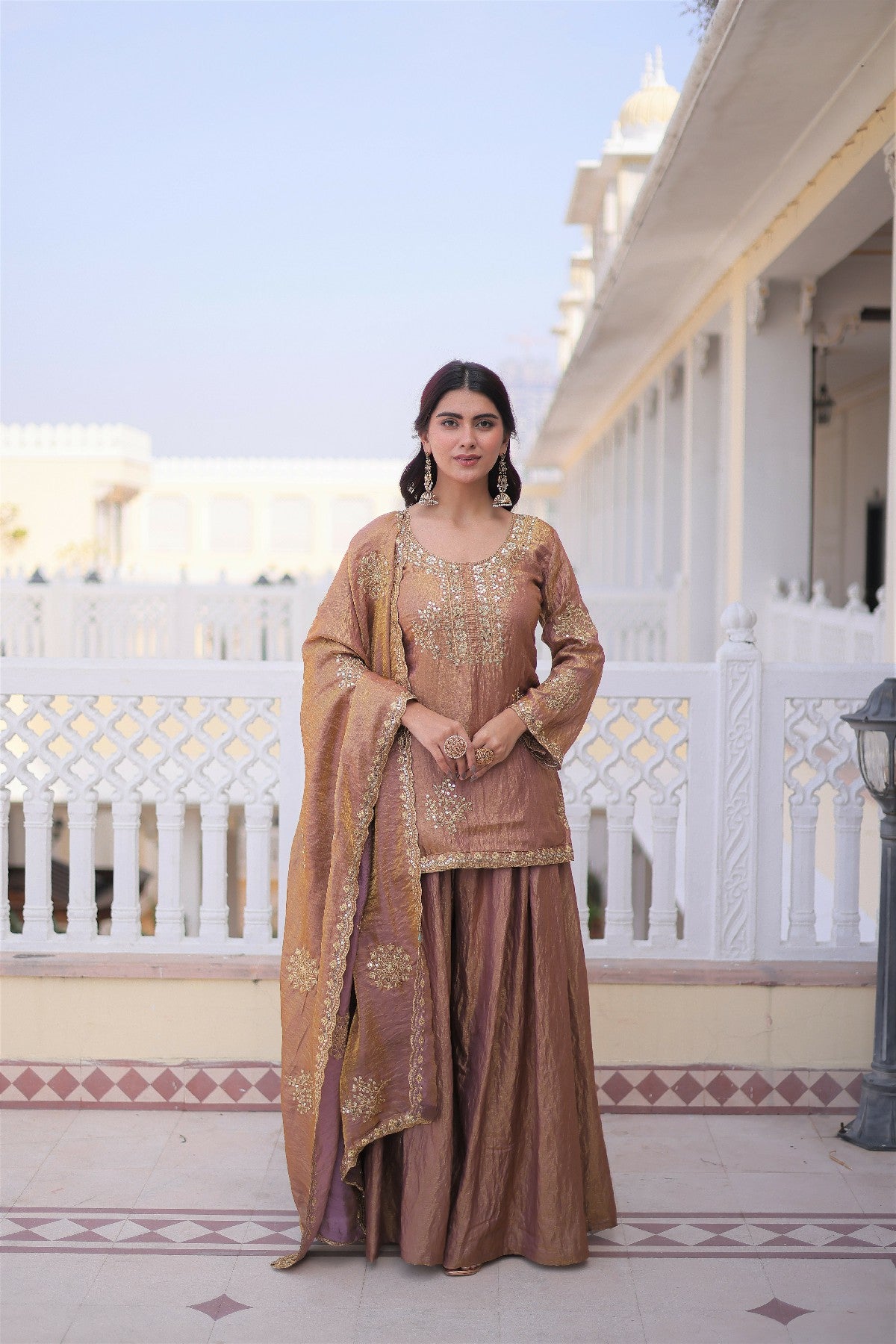 Sequins Crushed Fabric Festival Palazzo Suit for Women