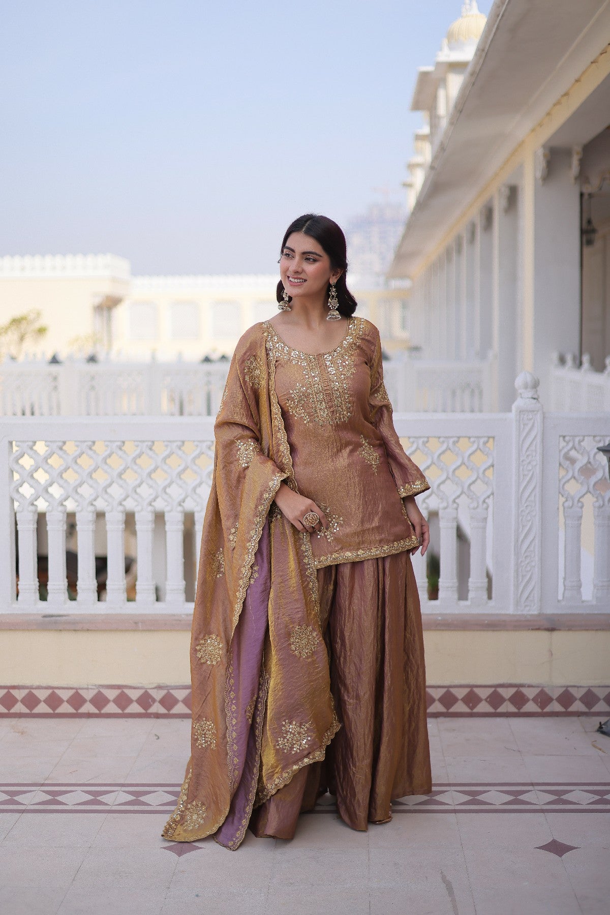 Sequins Crushed Fabric Festival Palazzo Suit for Women