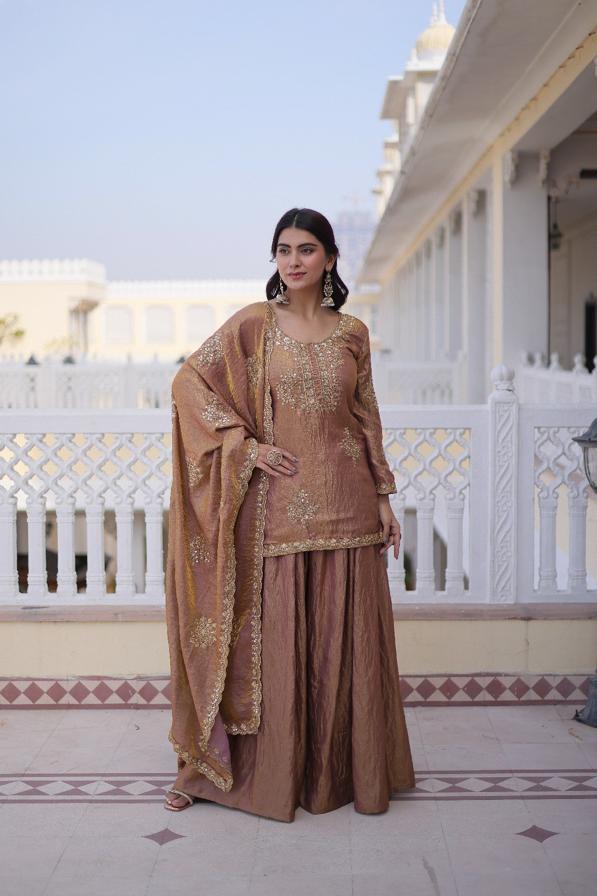 Sequins Crushed Fabric Festival Palazzo Suit for Women