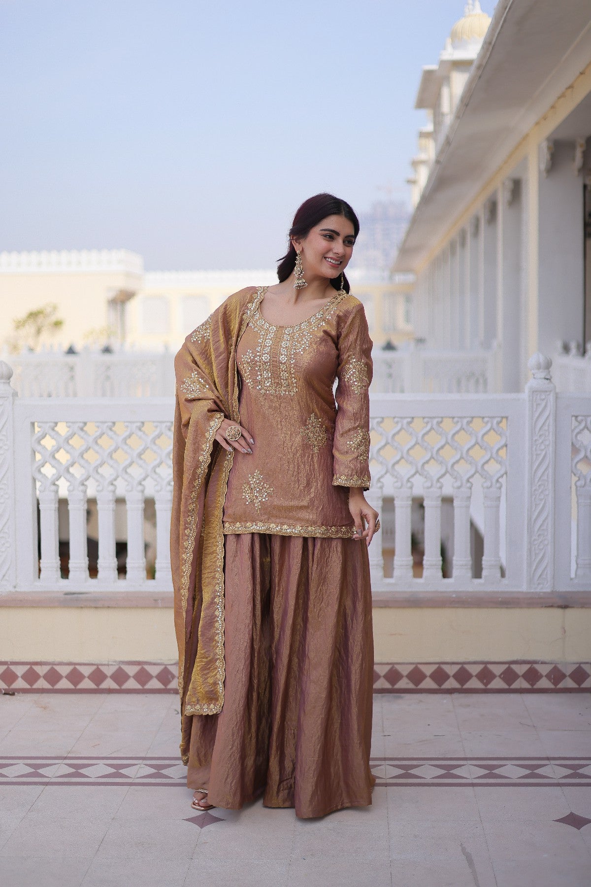 Sequins Crushed Fabric Festival Palazzo Suit for Women