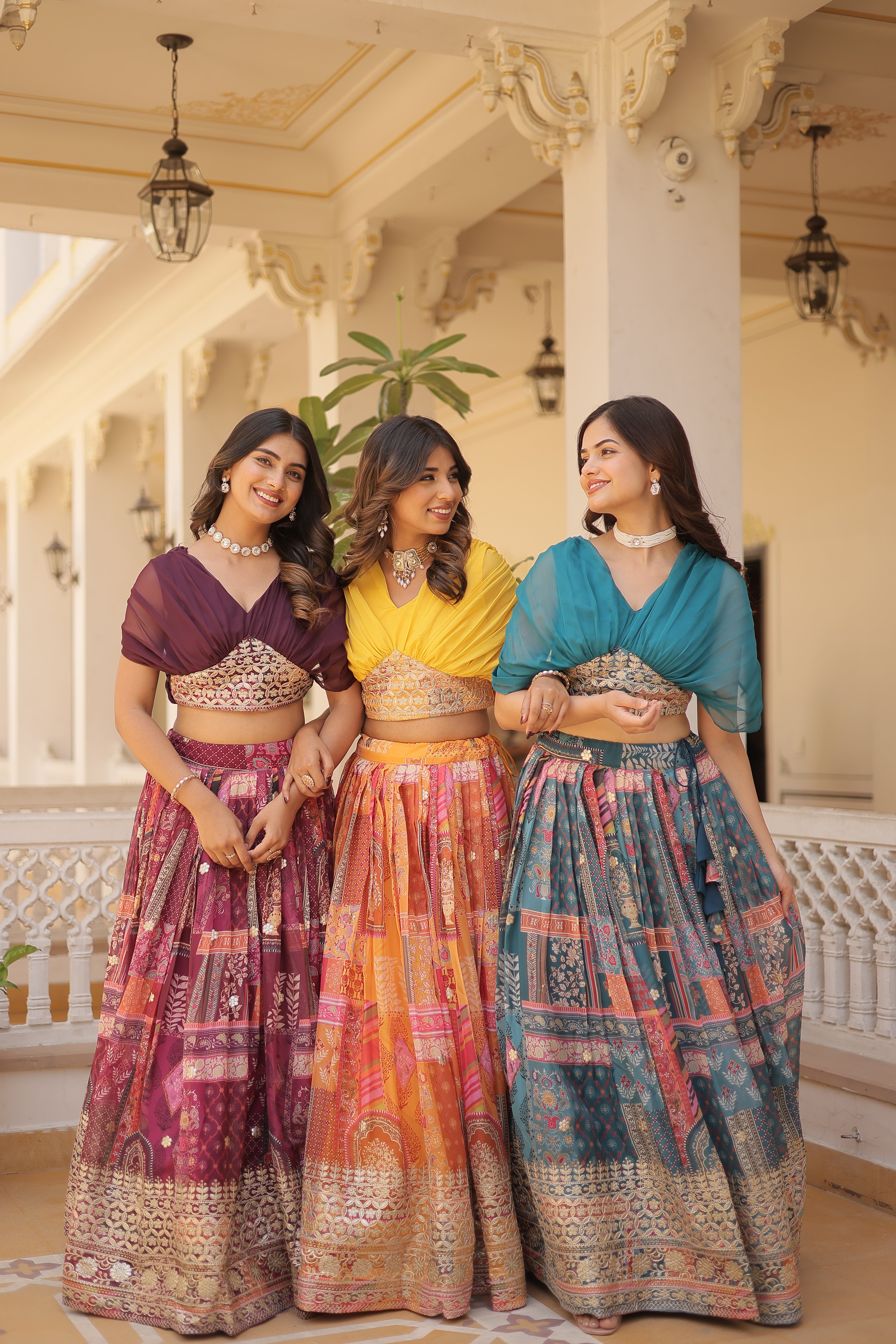 Silk Digital Printed Designer Crop Top Lehenga