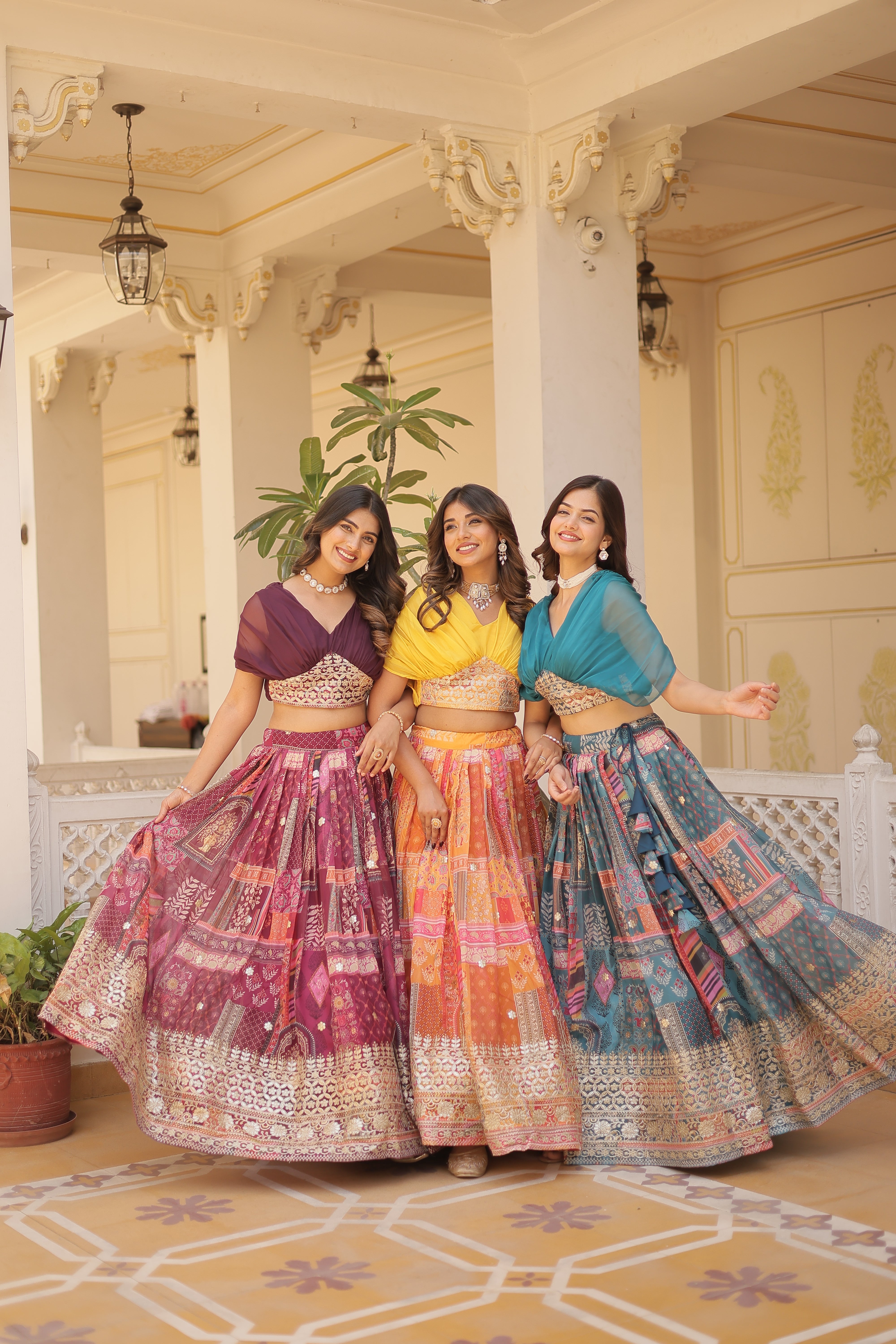 Silk Digital Printed Designer Crop Top Lehenga