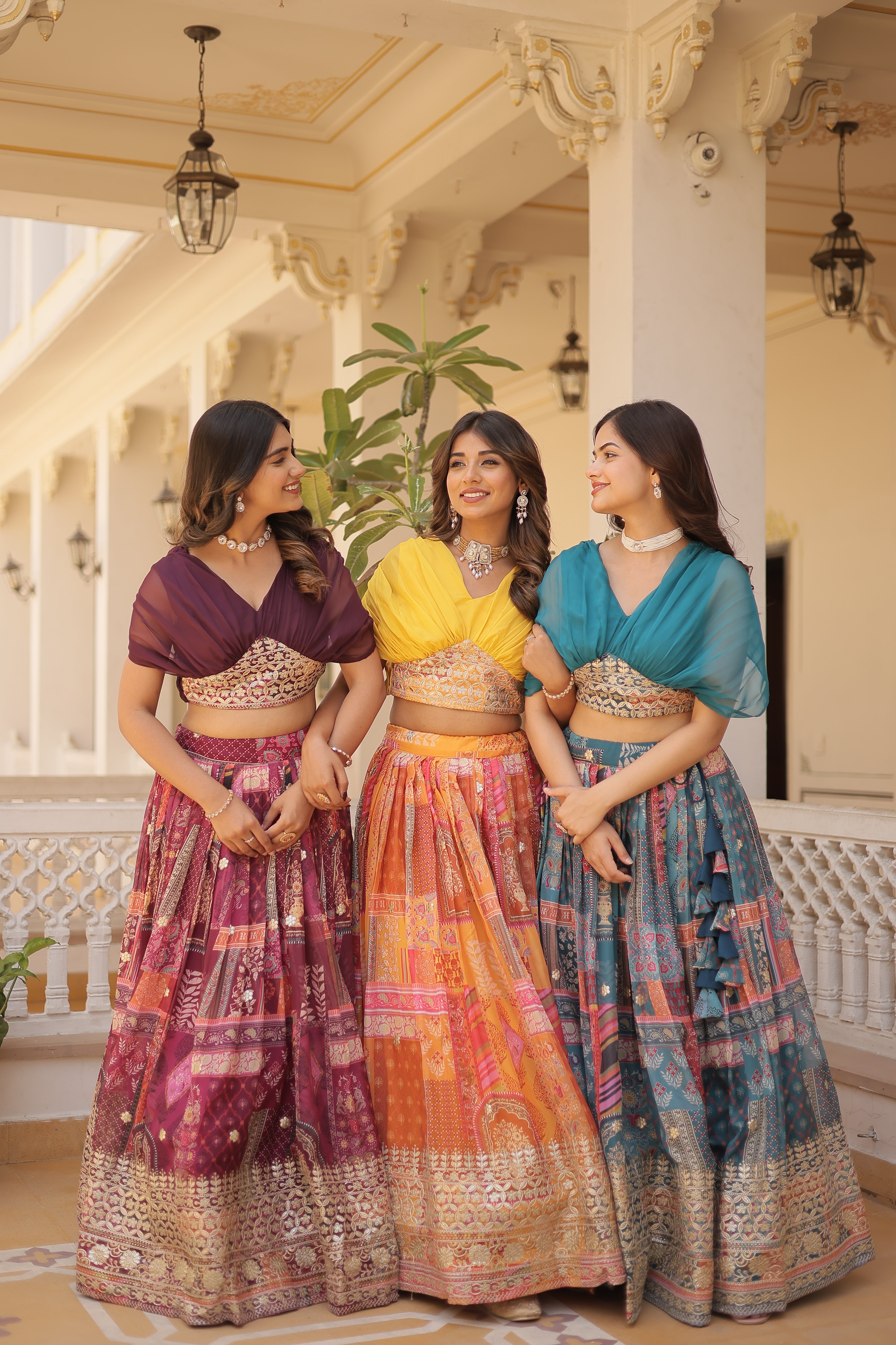 Silk Digital Printed Designer Crop Top Lehenga