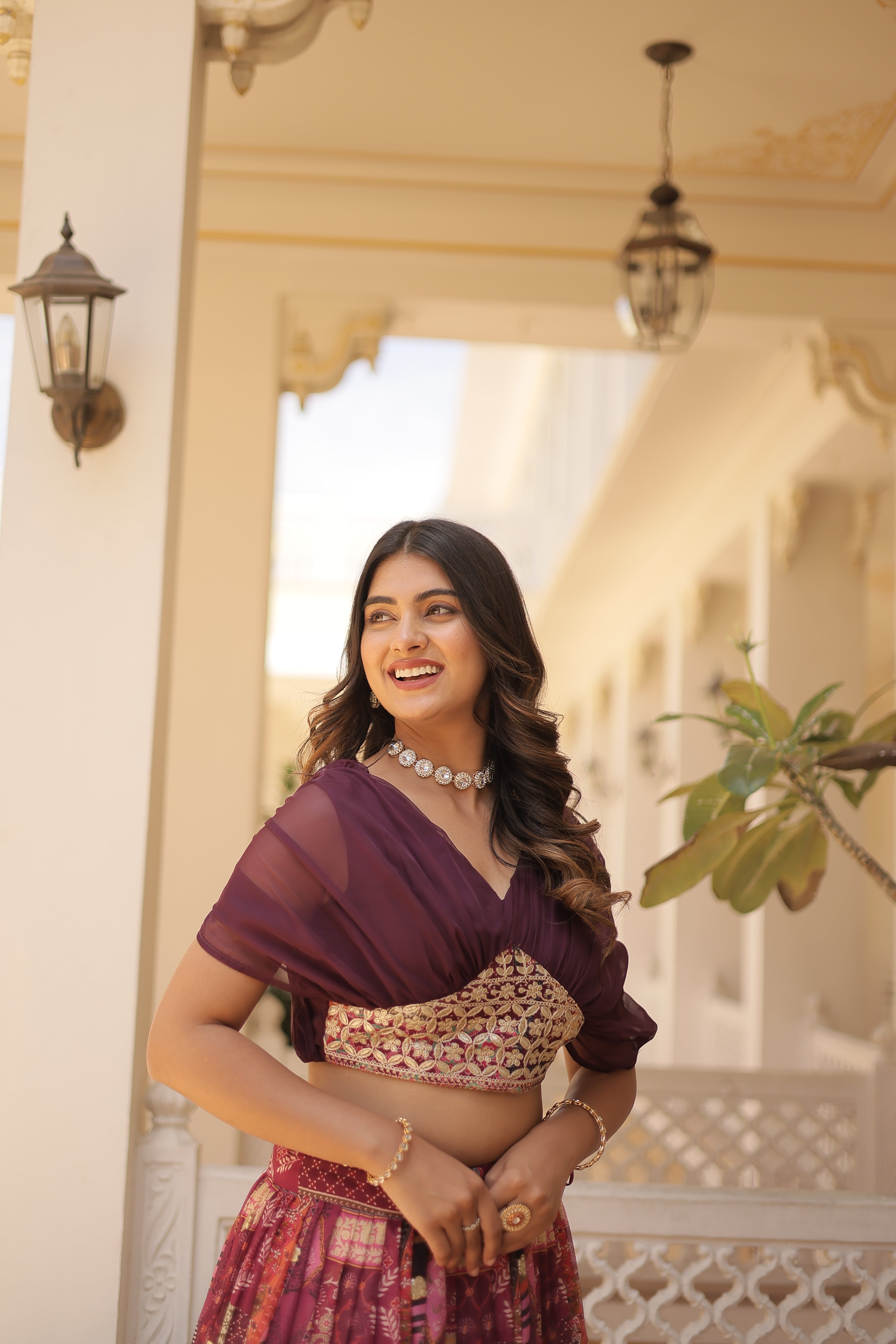 Silk Digital Printed Designer Crop Top Lehenga