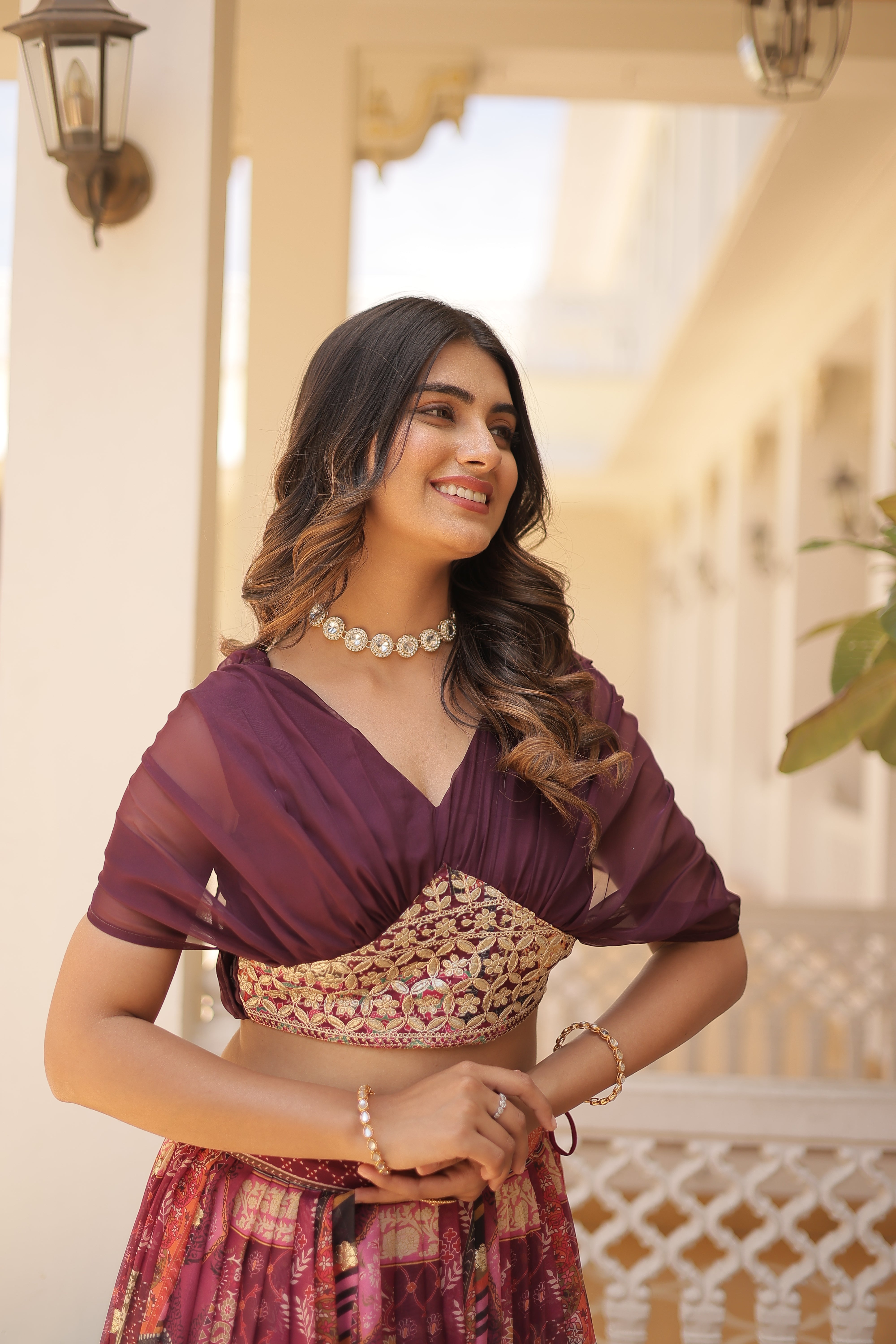 Silk Digital Printed Designer Crop Top Lehenga