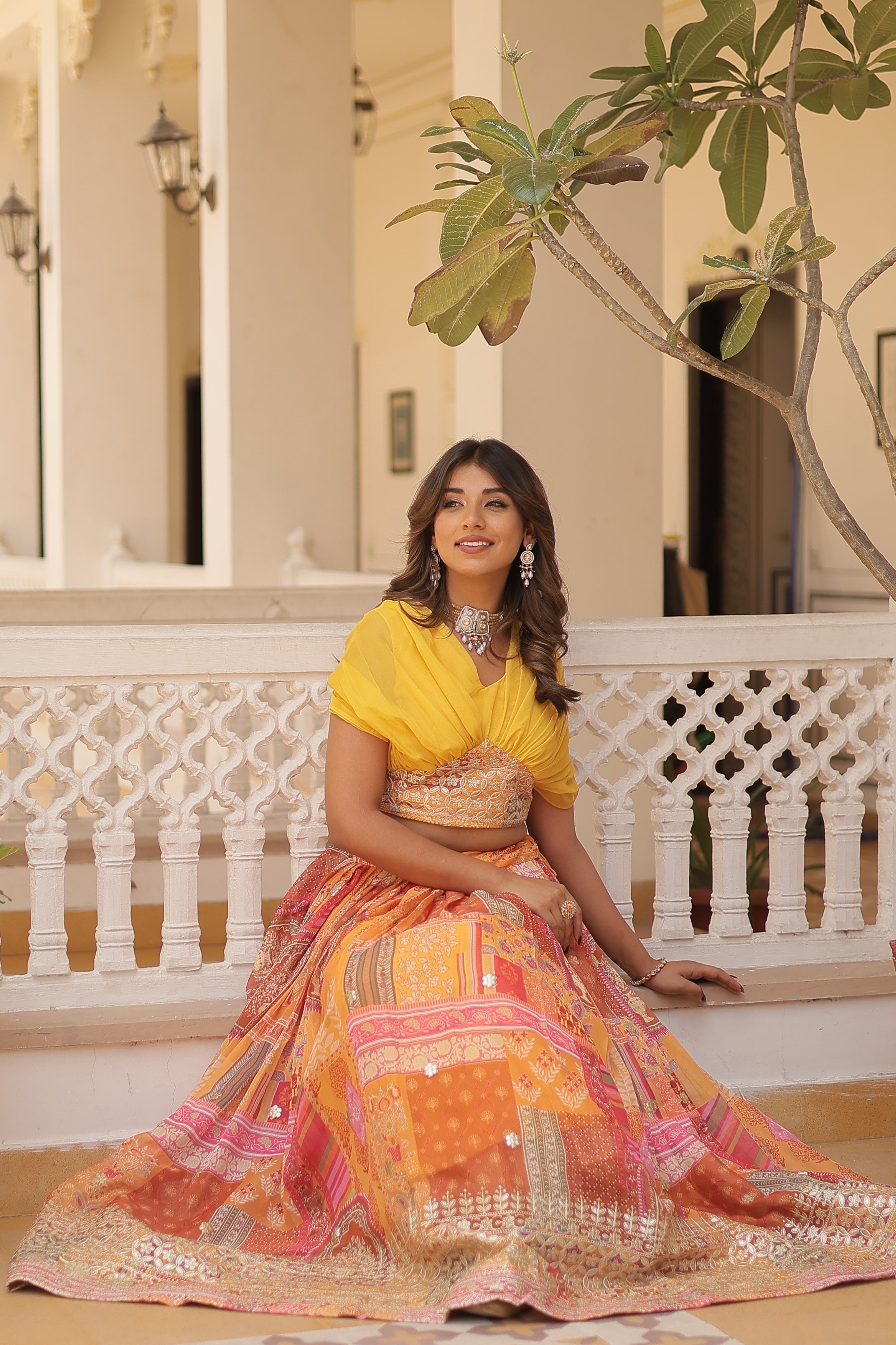 Silk Digital Printed Designer Crop Top Lehenga