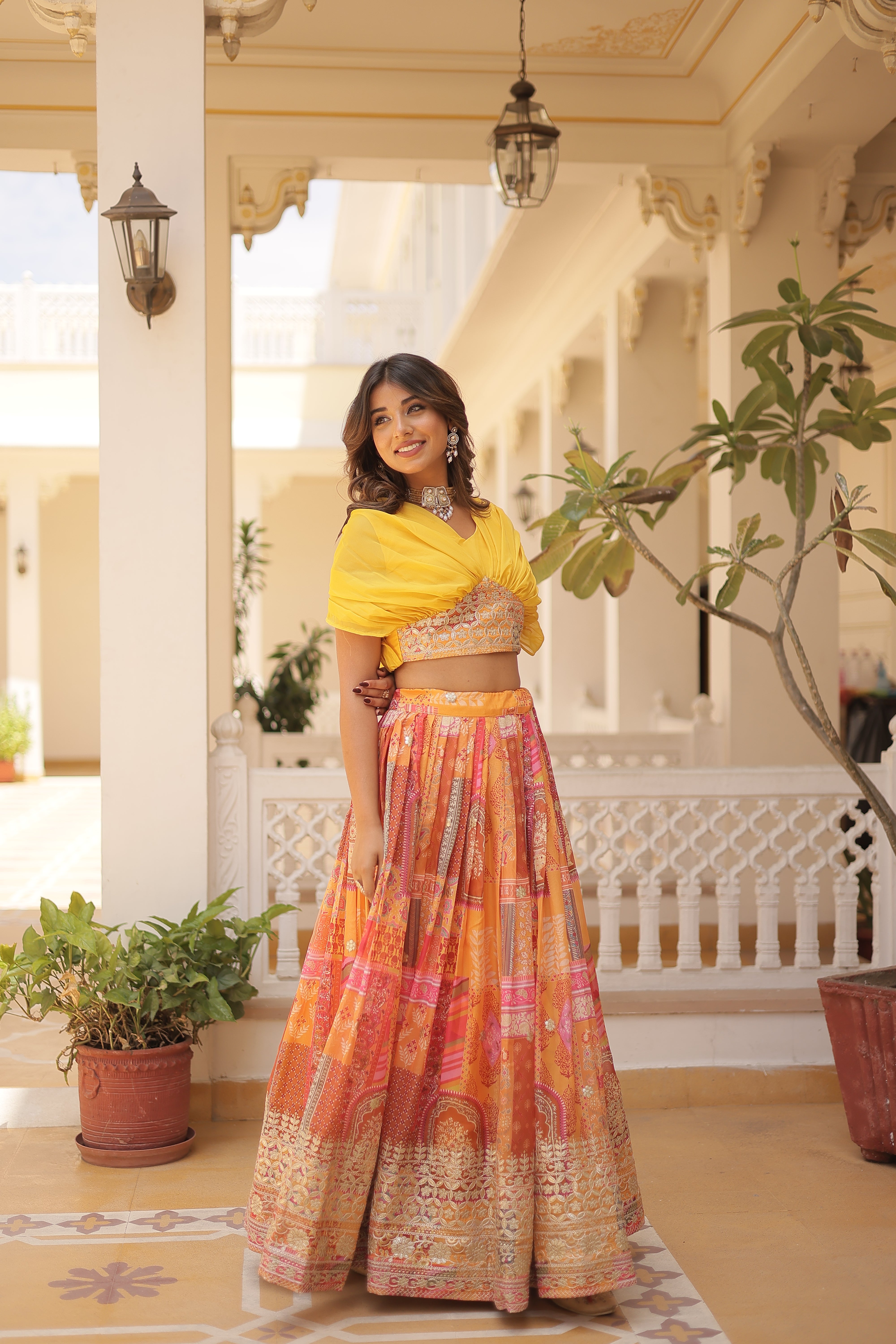 Silk Digital Printed Designer Crop Top Lehenga