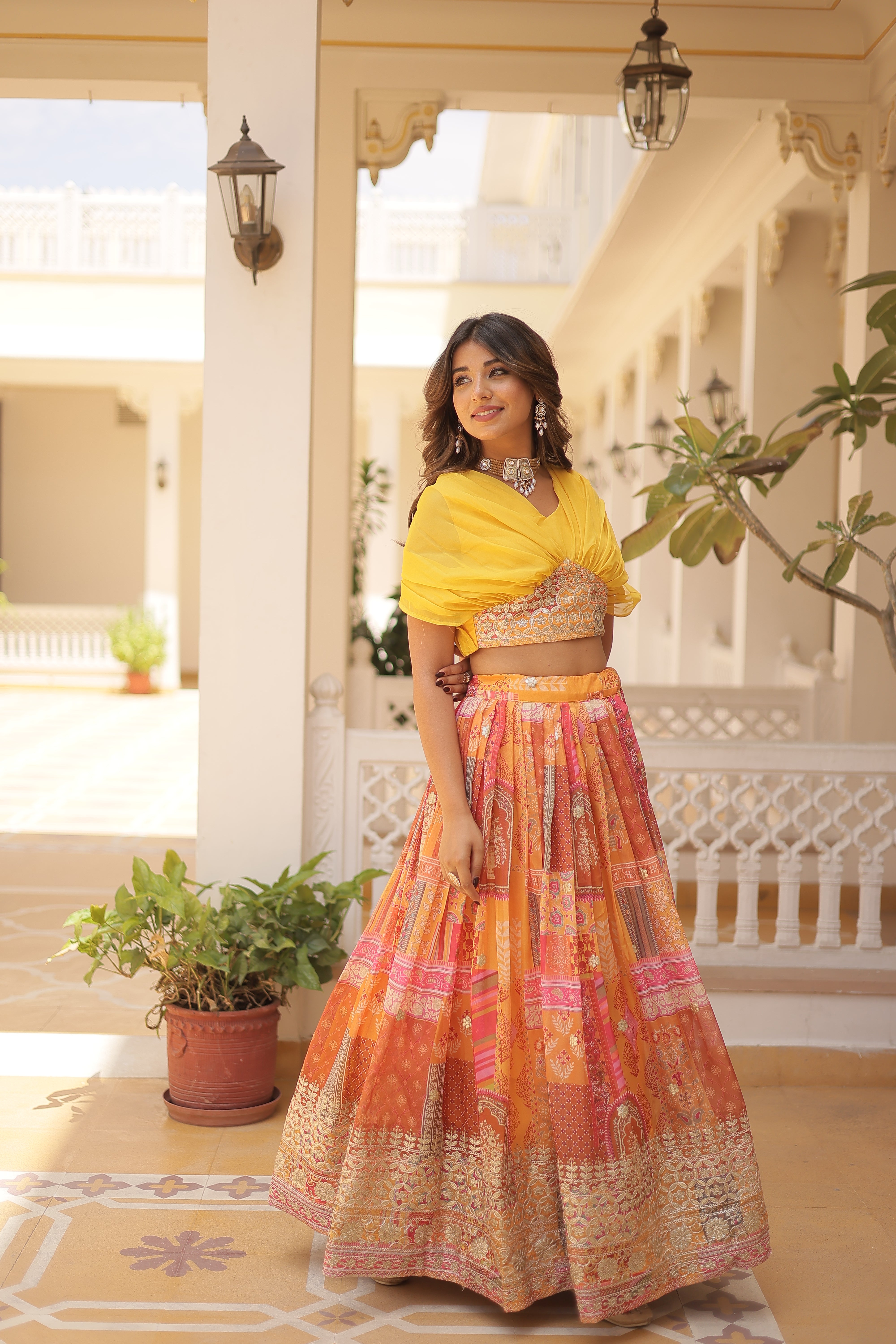 Silk Digital Printed Designer Crop Top Lehenga