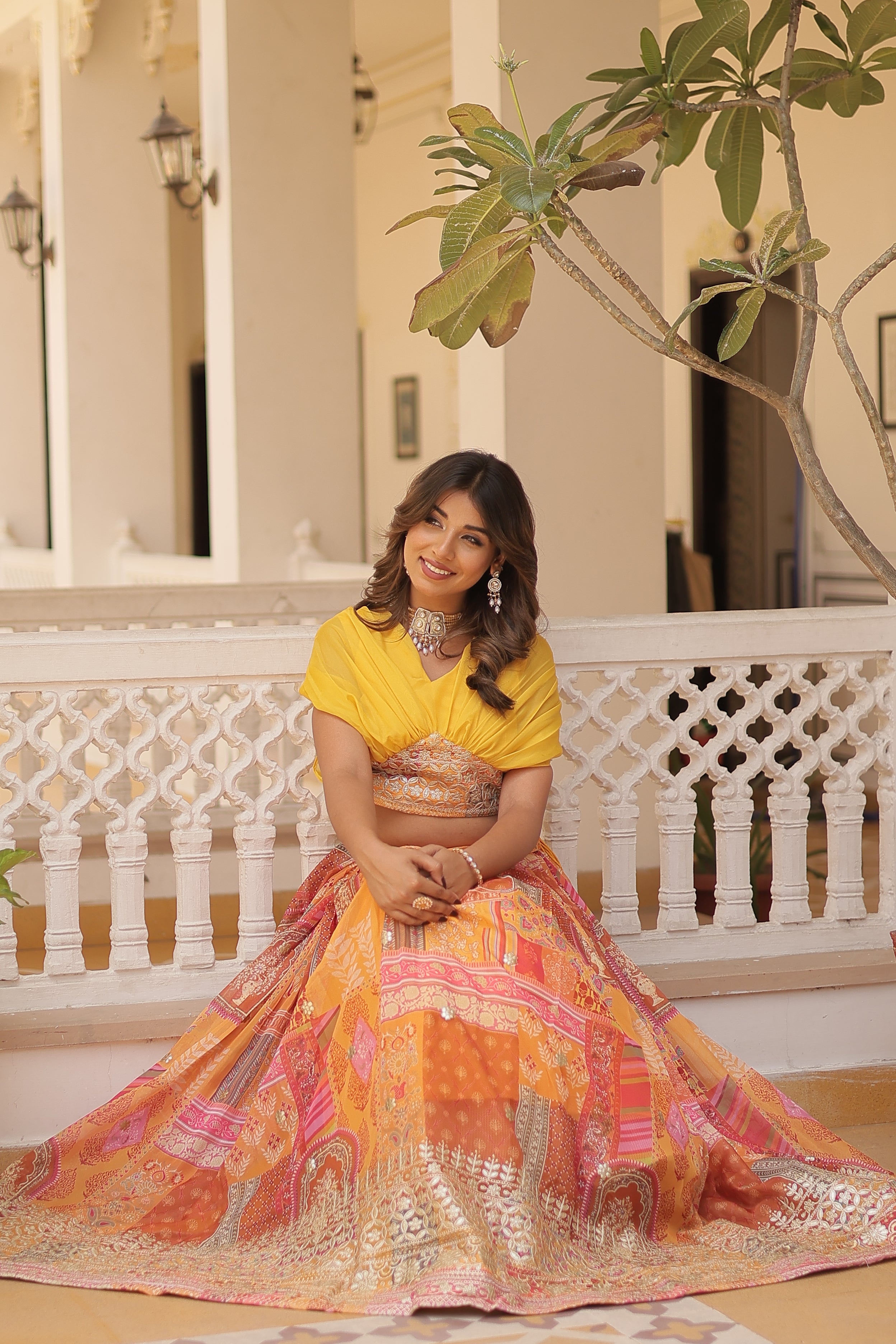 Silk Digital Printed Designer Crop Top Lehenga