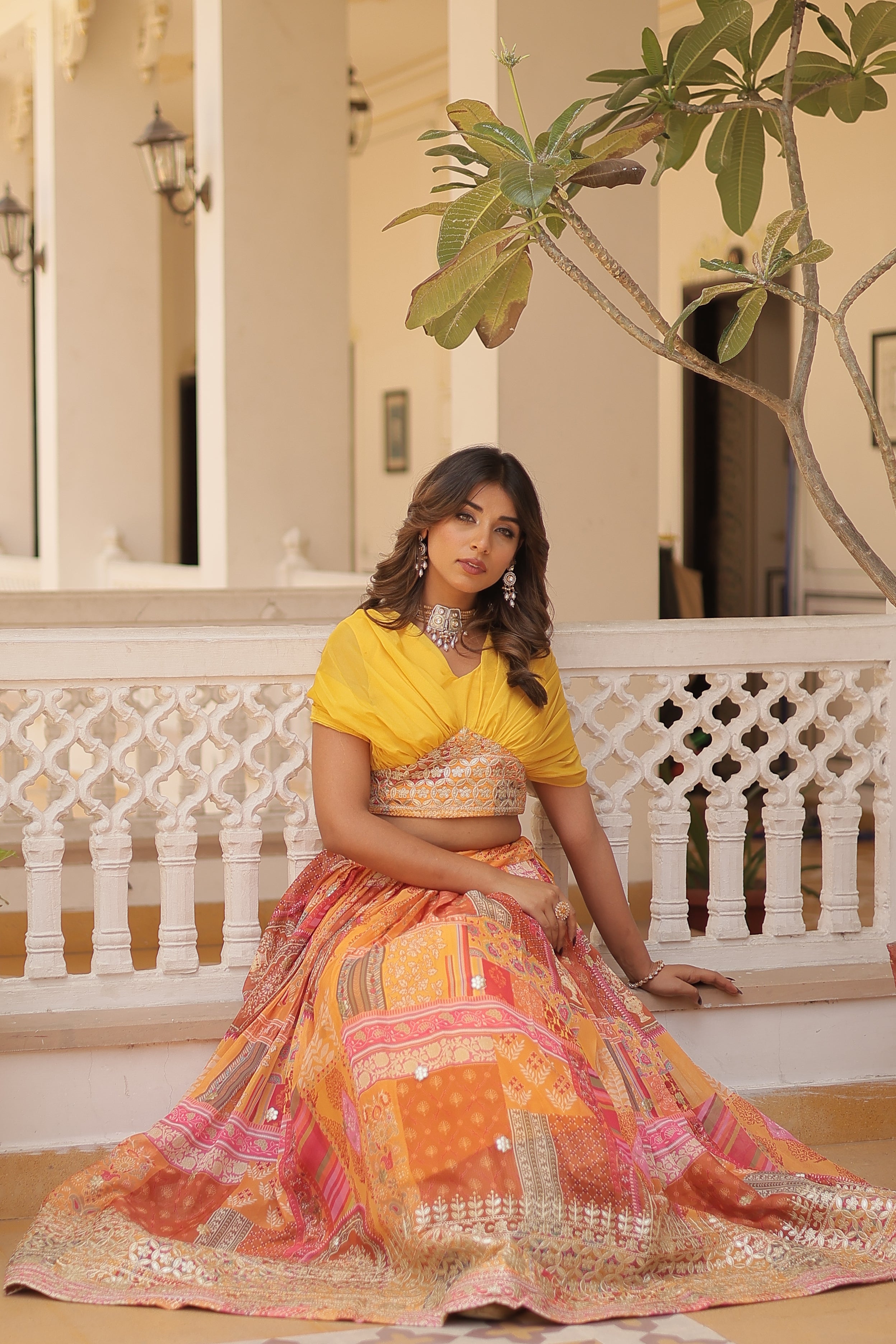 Silk Digital Printed Designer Crop Top Lehenga