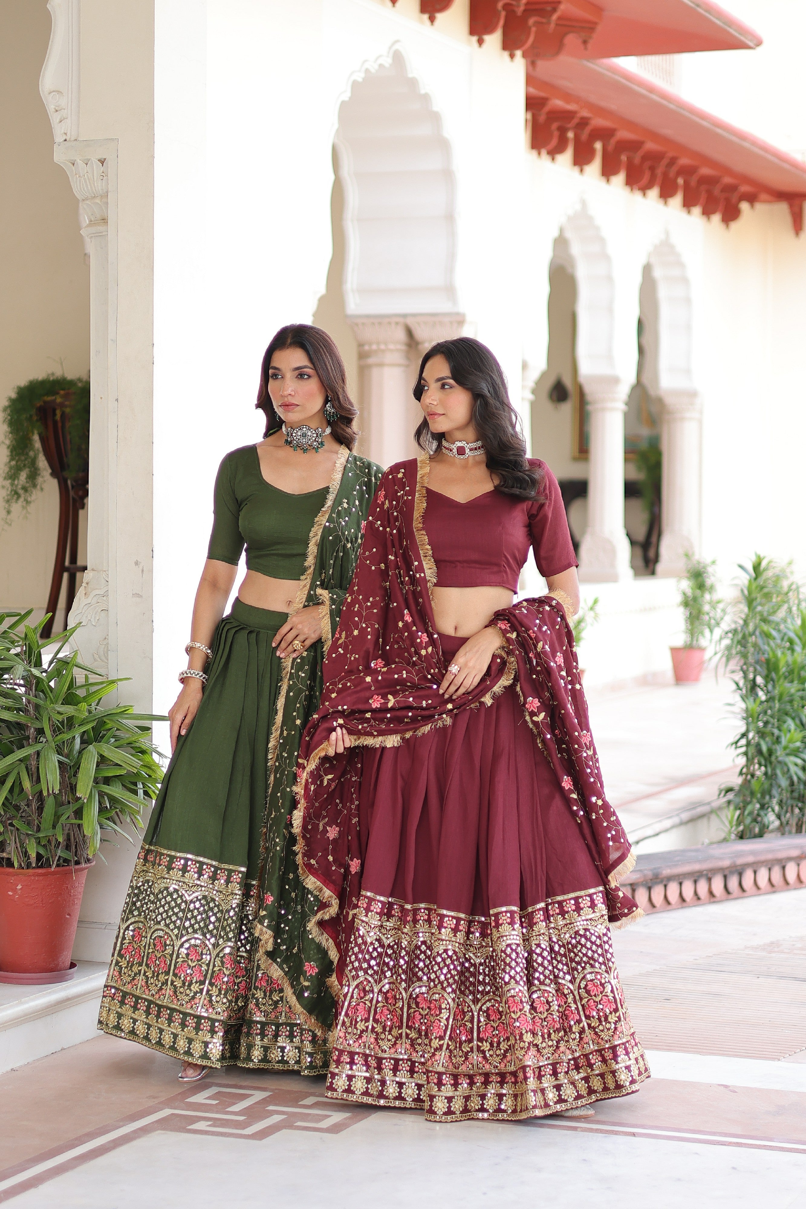 Silk Heavy Sequins Embroidered Festive Lehenga Choli