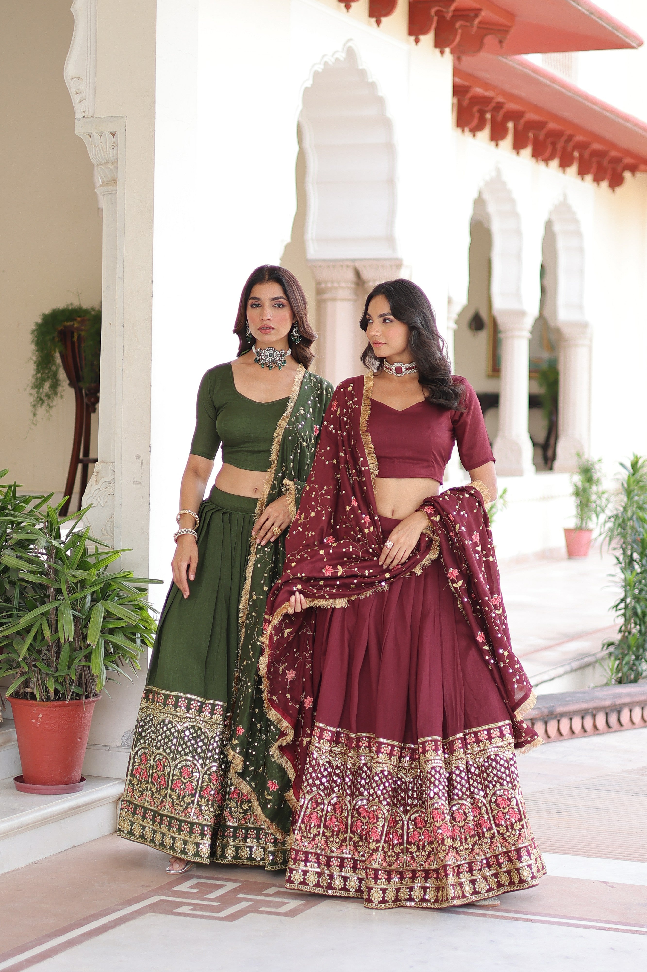 Silk Heavy Sequins Embroidered Festive Lehenga Choli