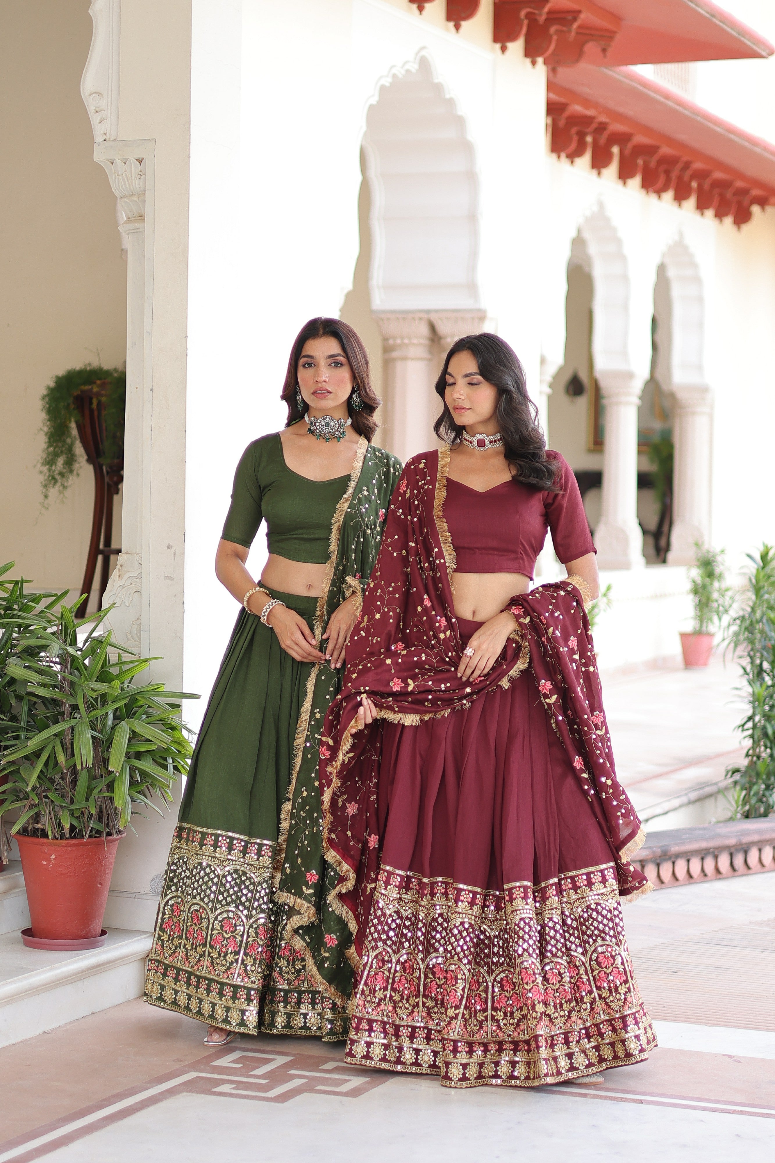 Silk Heavy Sequins Embroidered Festive Lehenga Choli