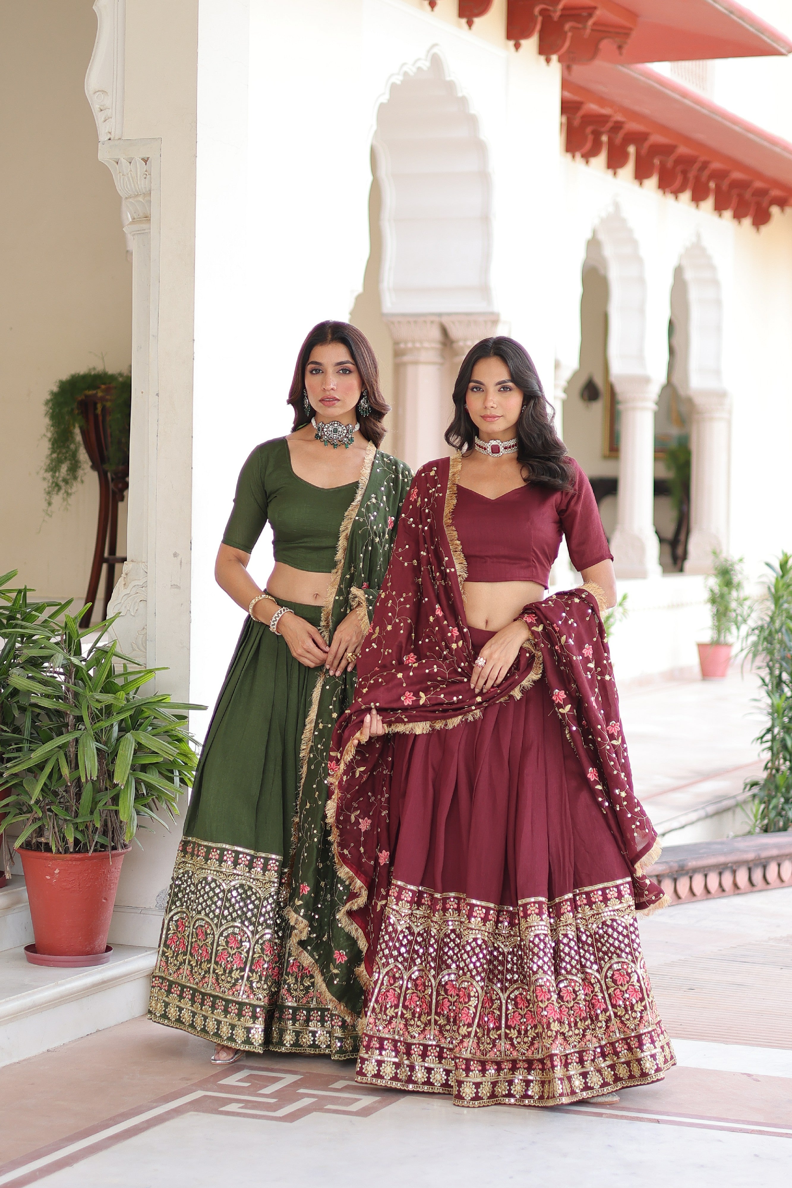 Silk Heavy Sequins Embroidered Festive Lehenga Choli
